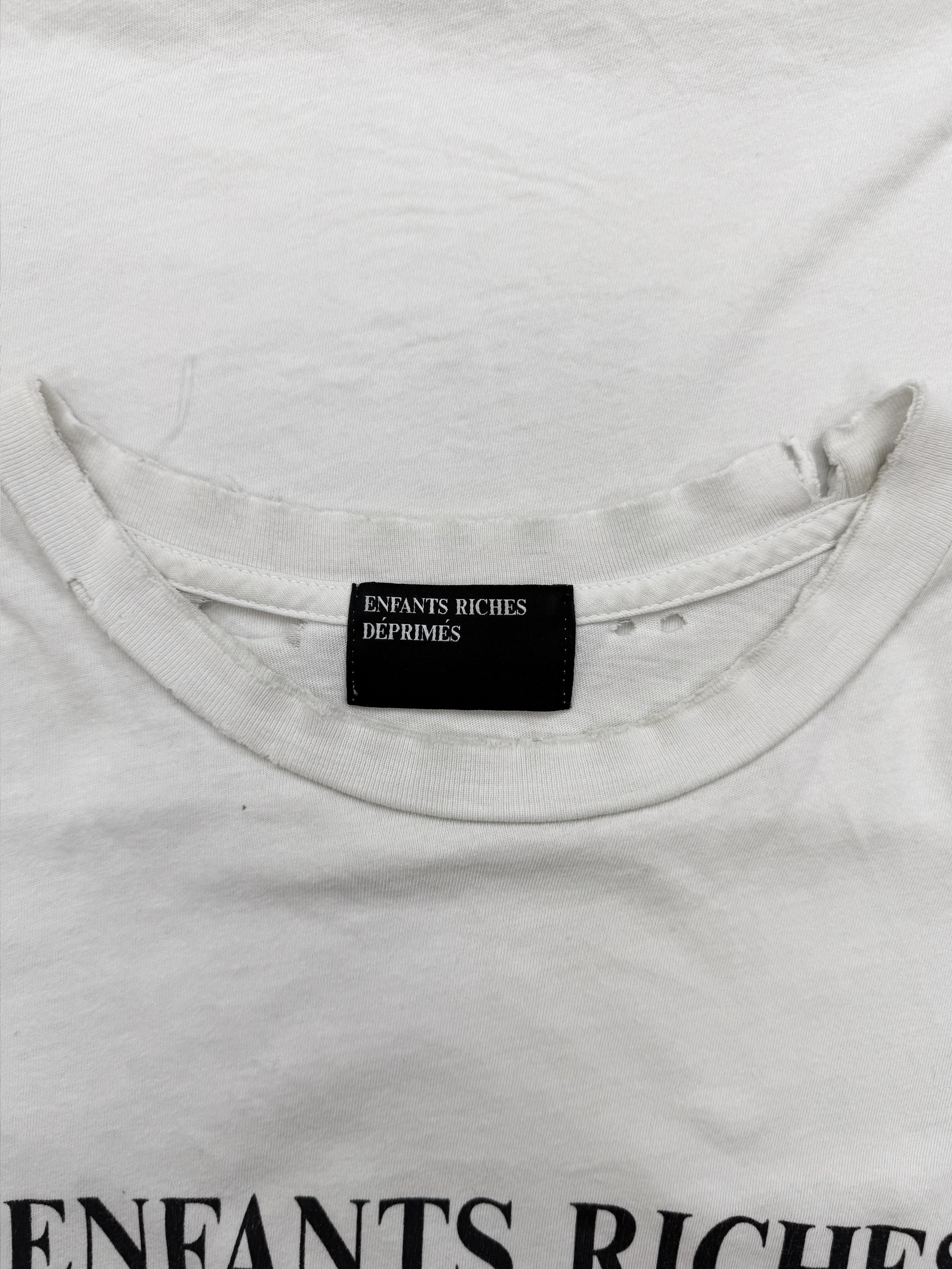 Enfants Riches Deprimes White Distressed Logo T-Shirt