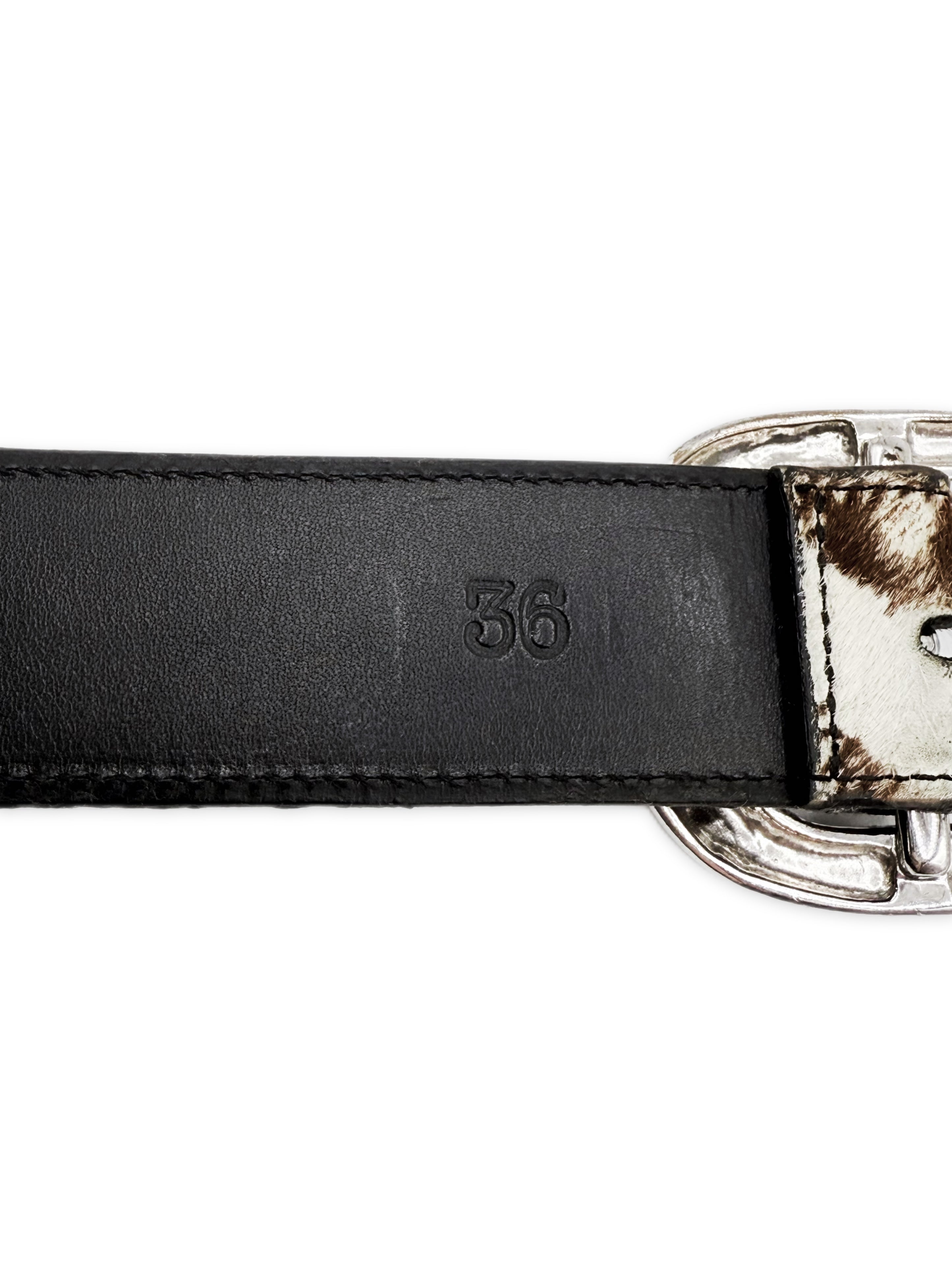 Chrome Hearts Zebra Pony Hair 2-Piece Leather Gunslinger Belt