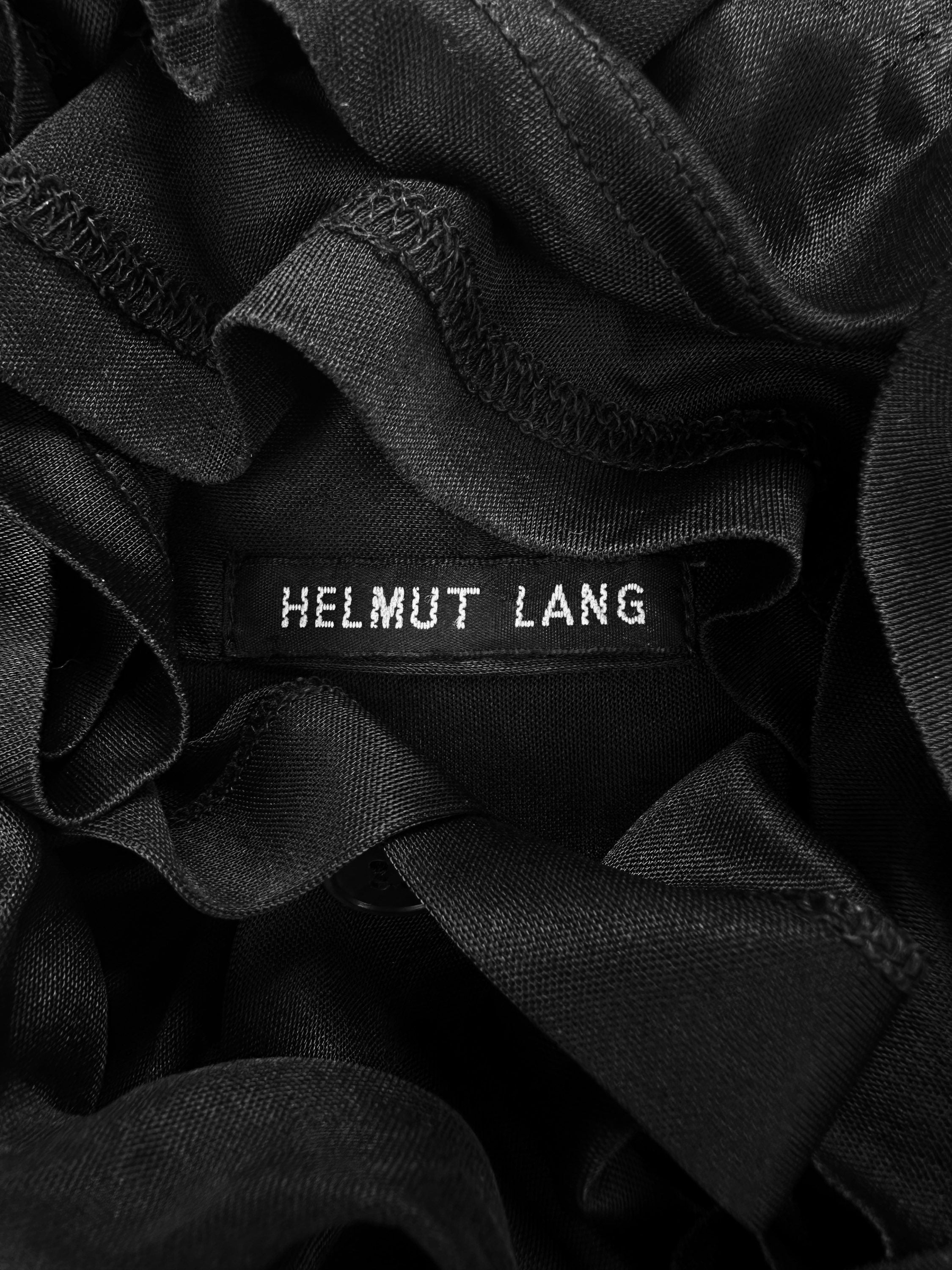 1999 Helmut Lang Silk Black Collared Short Sleeve Shirt