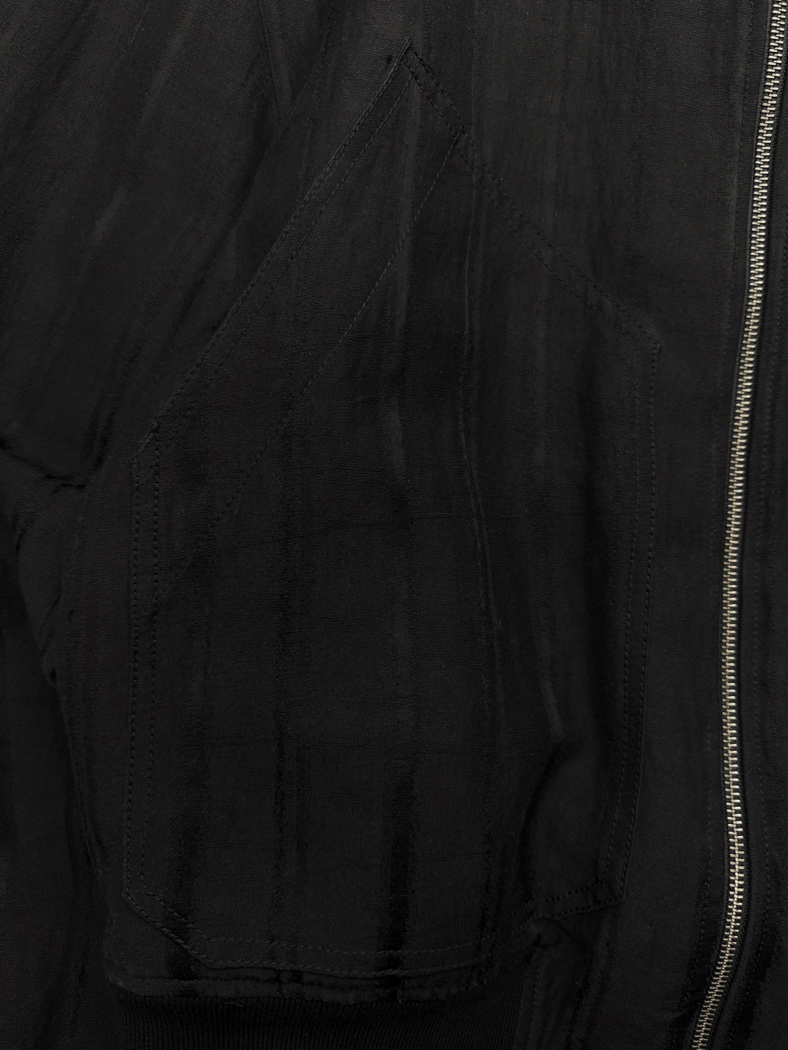Ann Demeulemeester Black Pinstripe Weave Lined Bomber Jacket