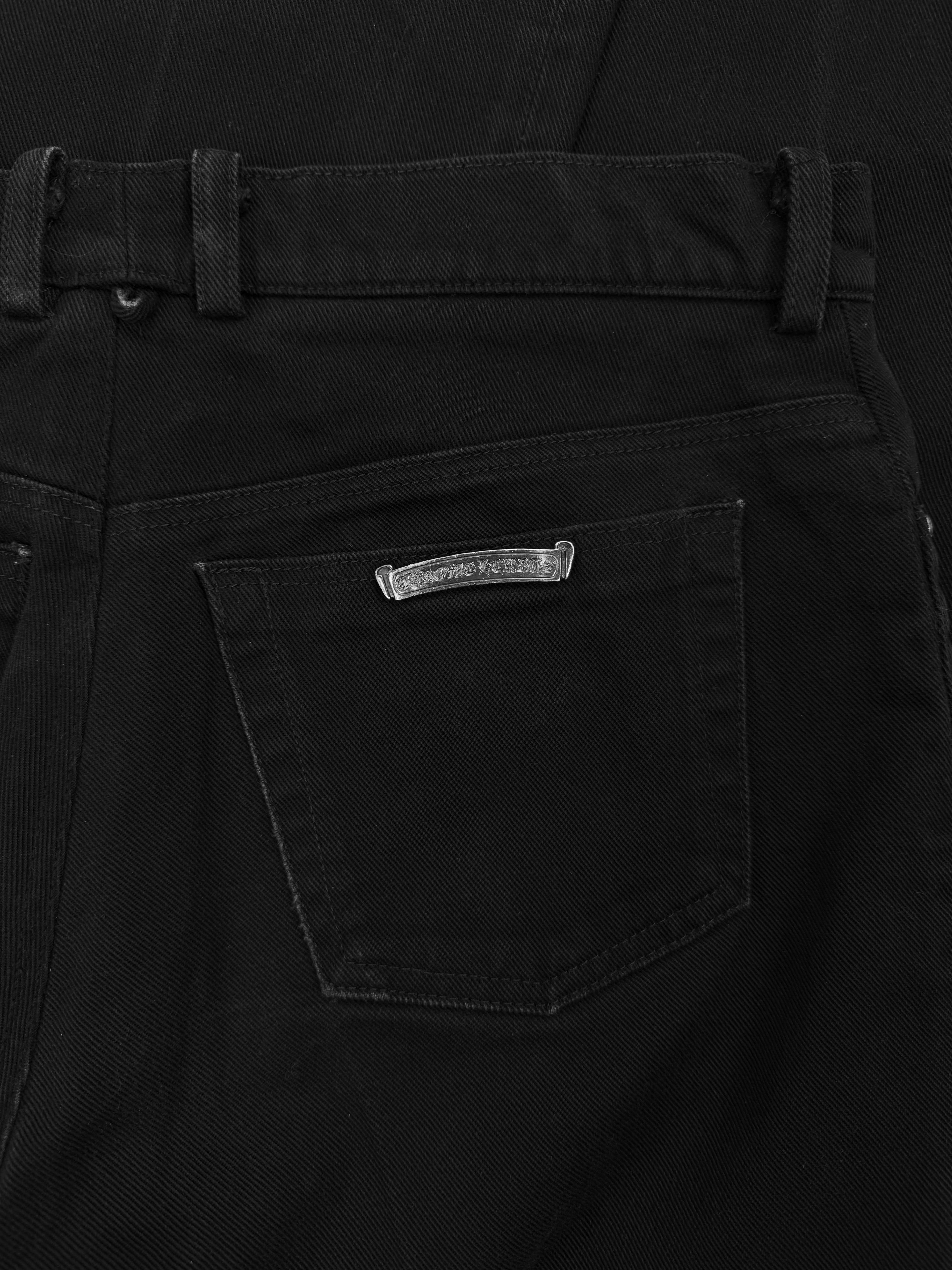 Chrome Hearts Fleur Knee Black .925 Silver Black Denim Jeans