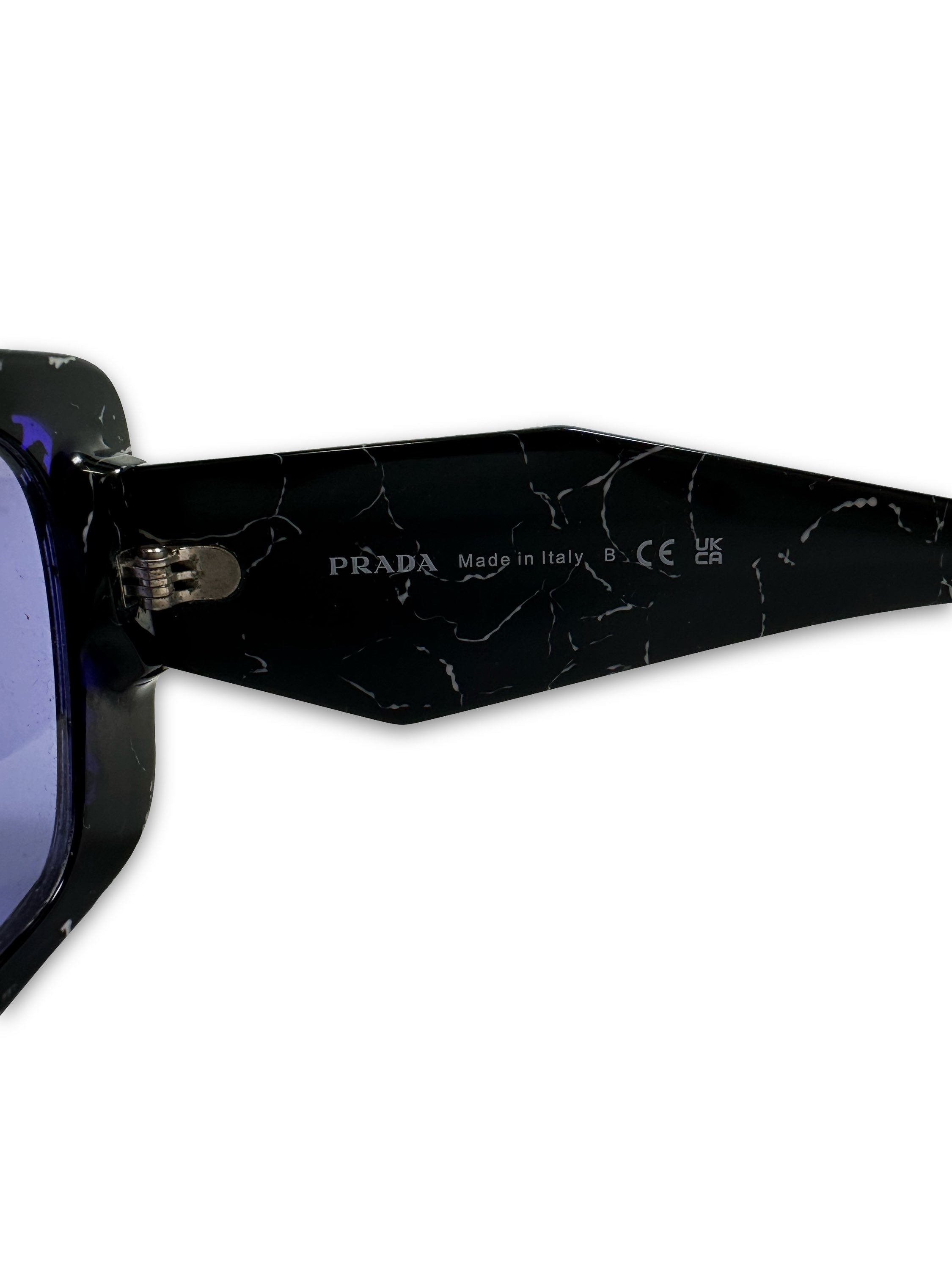 Prada Triangle Logo Geometric Frame Purple Tint Sunglasses