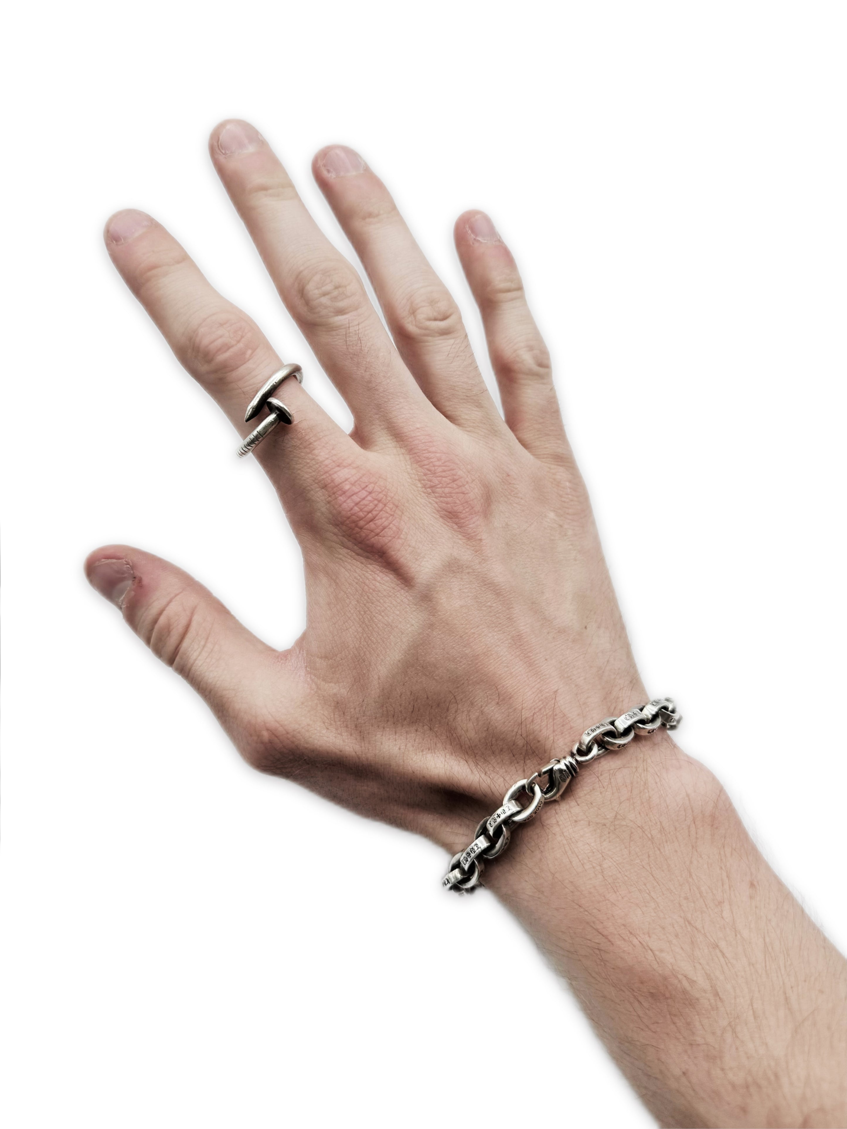 Chrome Hearts Nail Flat Head Plus Motif .925 Silver Ring