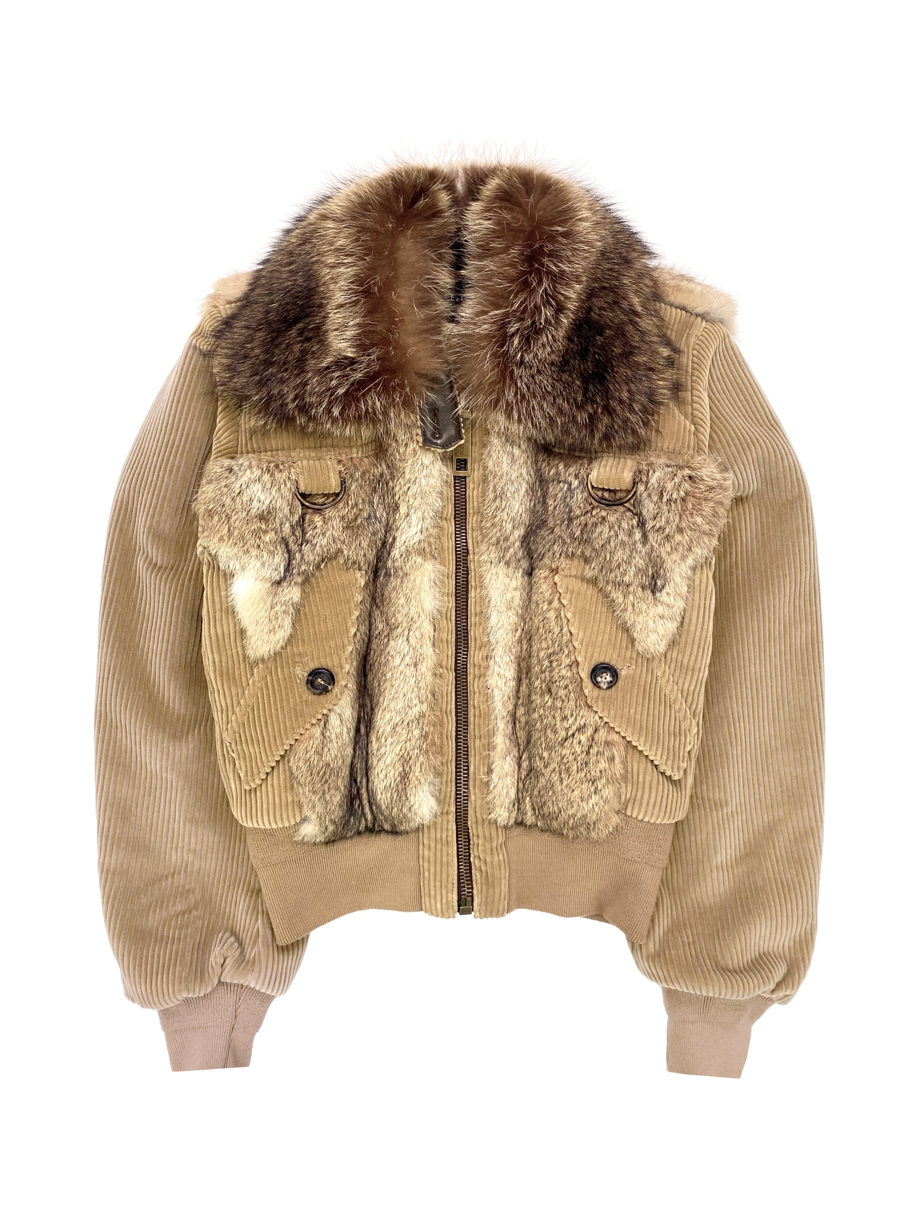 AW04 DOLCE & GABBANA D-RING RACOON FUR AVIATOR BOMBER JACKET