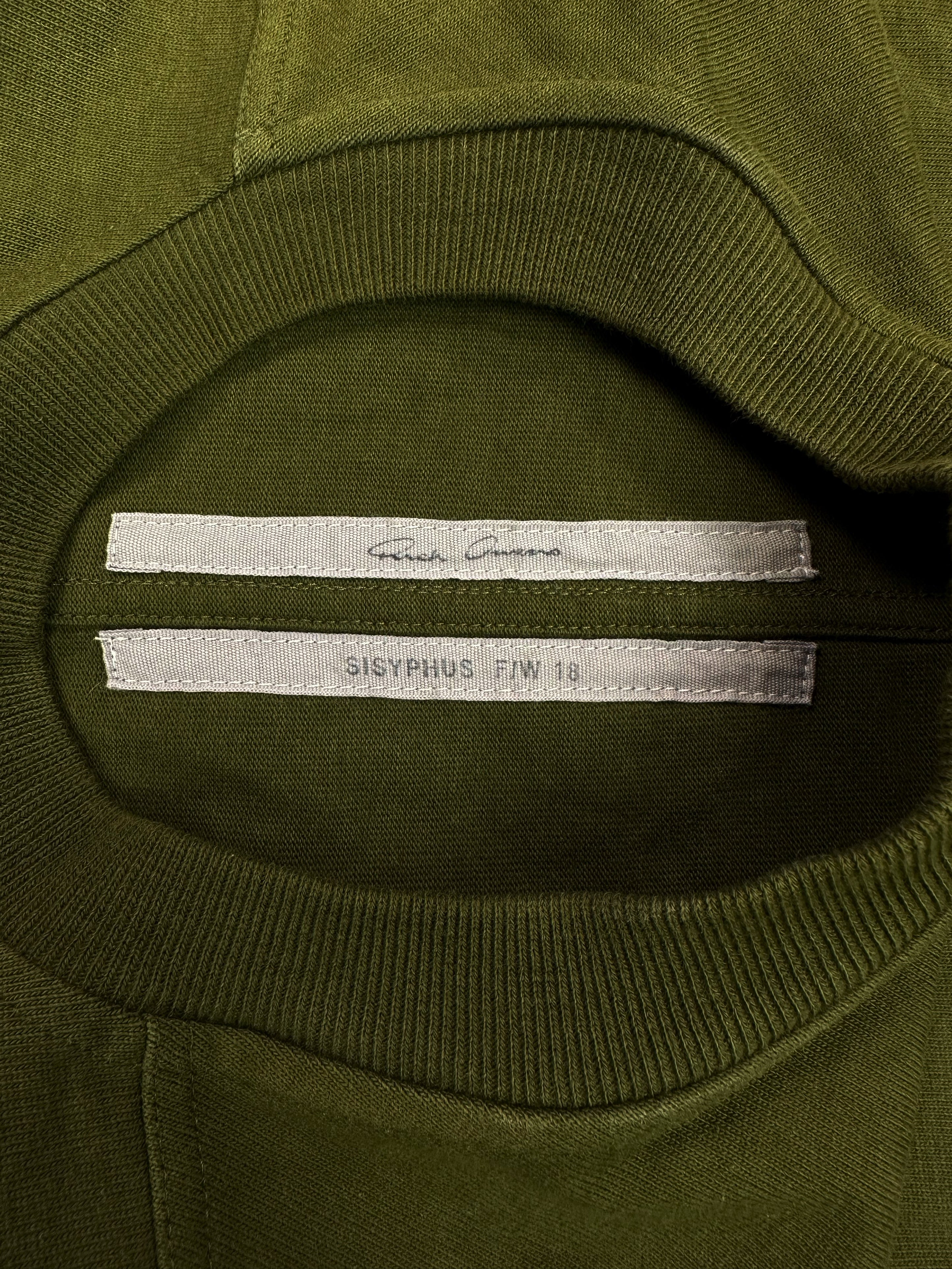 AW18 Rick Owens ‘Sisyphus’ Olive Green Heavy Weight Tall T-Shirt
