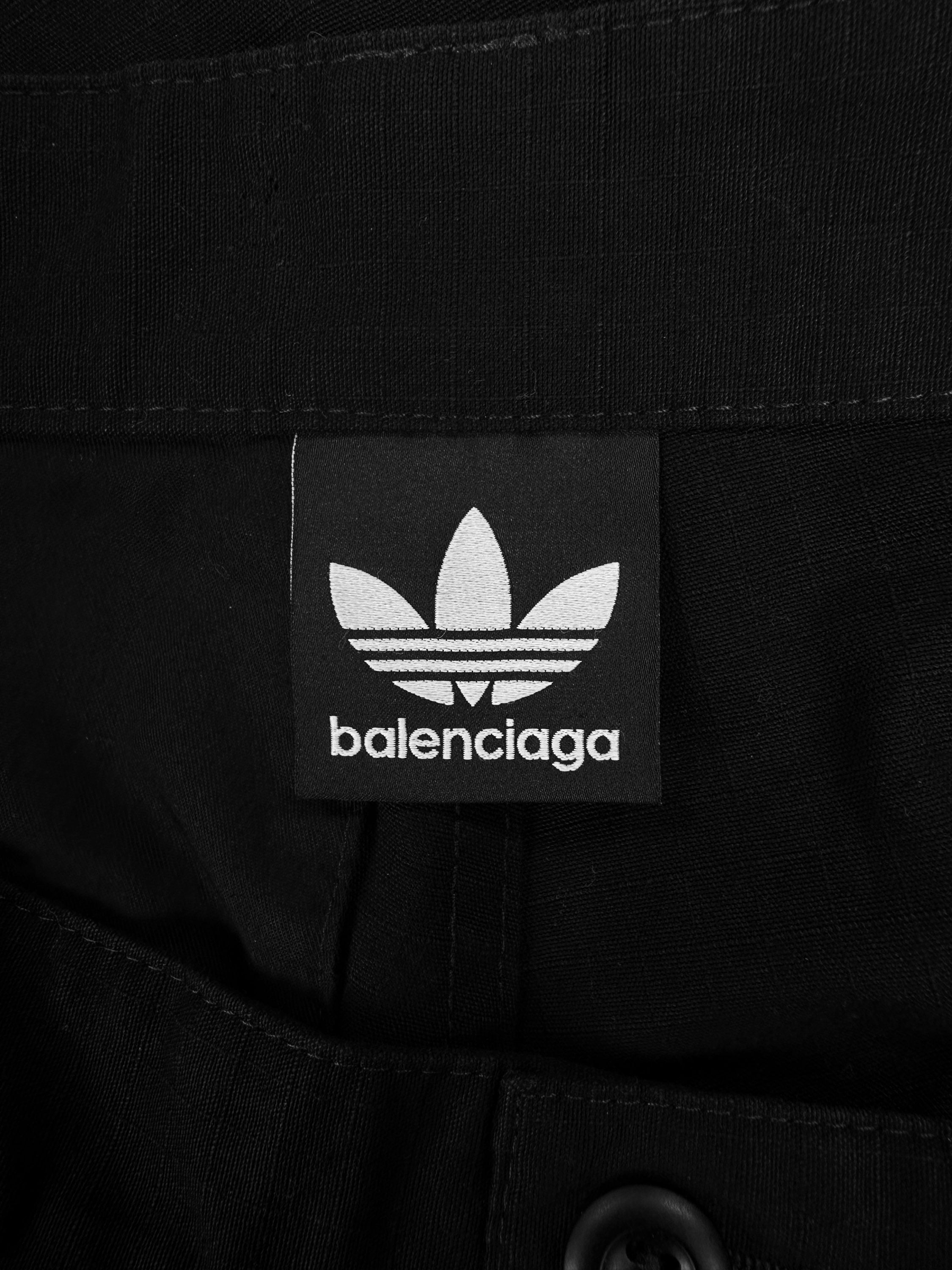 AW22 Balenciaga x Adidas Black ‘Three Stripe’ Distressed Shorts