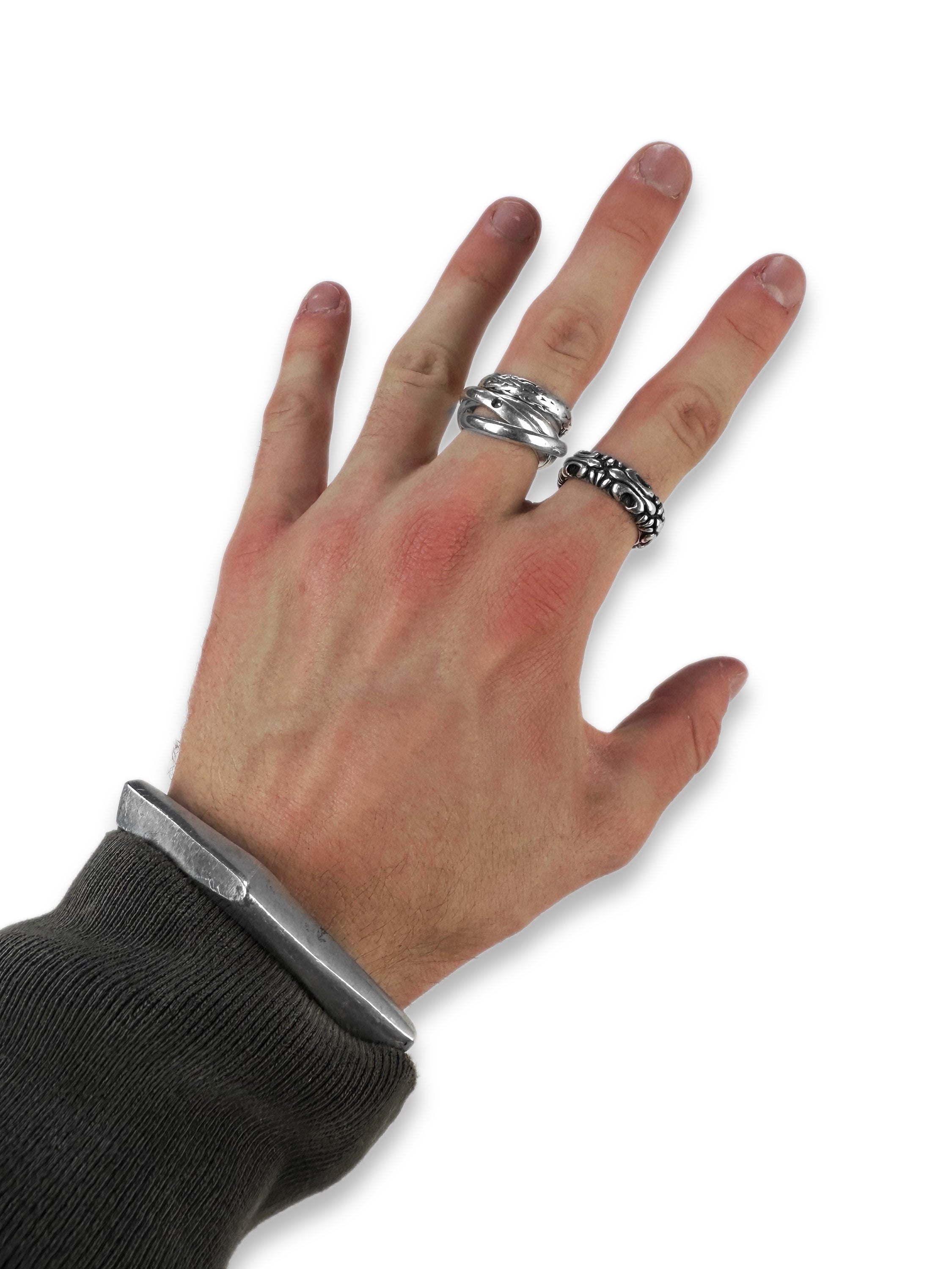 90s A&G Rock ‘n Roll Couture .925 Silver Etched Ring