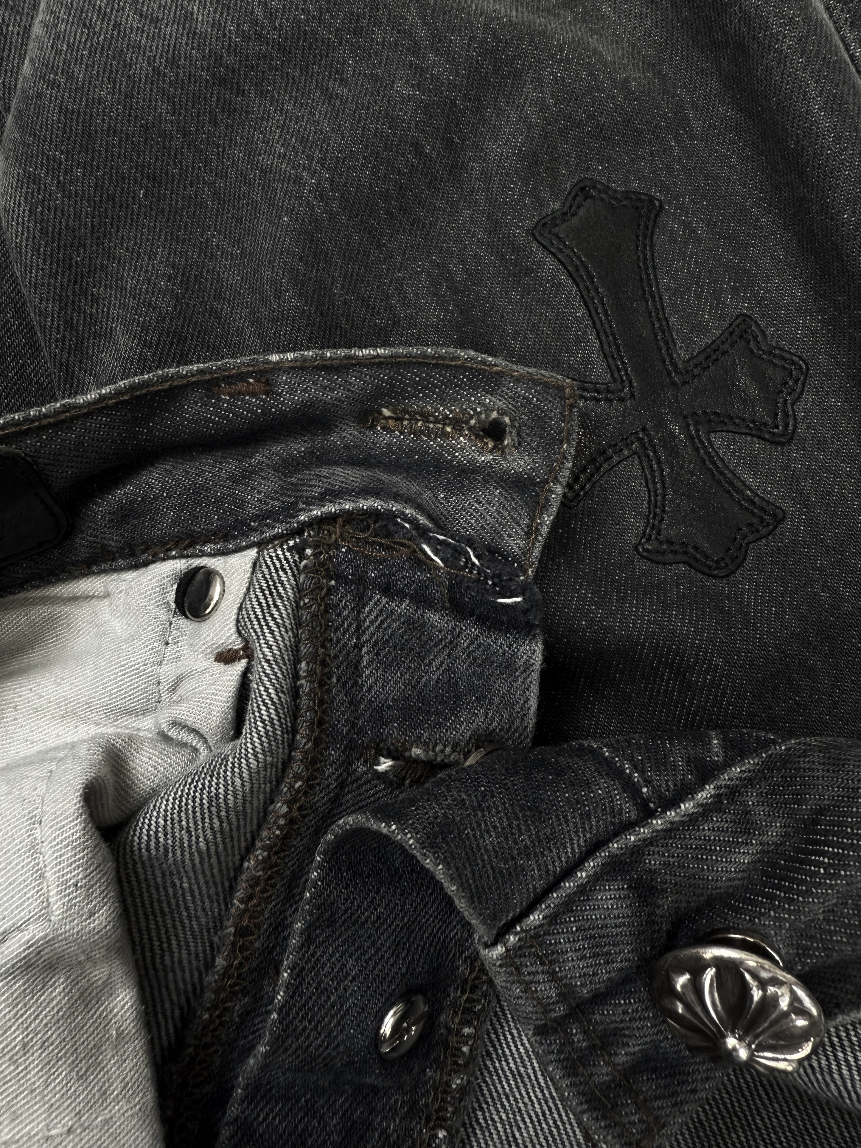 Chrome Hearts Levi’s 501 26 Cross Patch Leather Black Denim