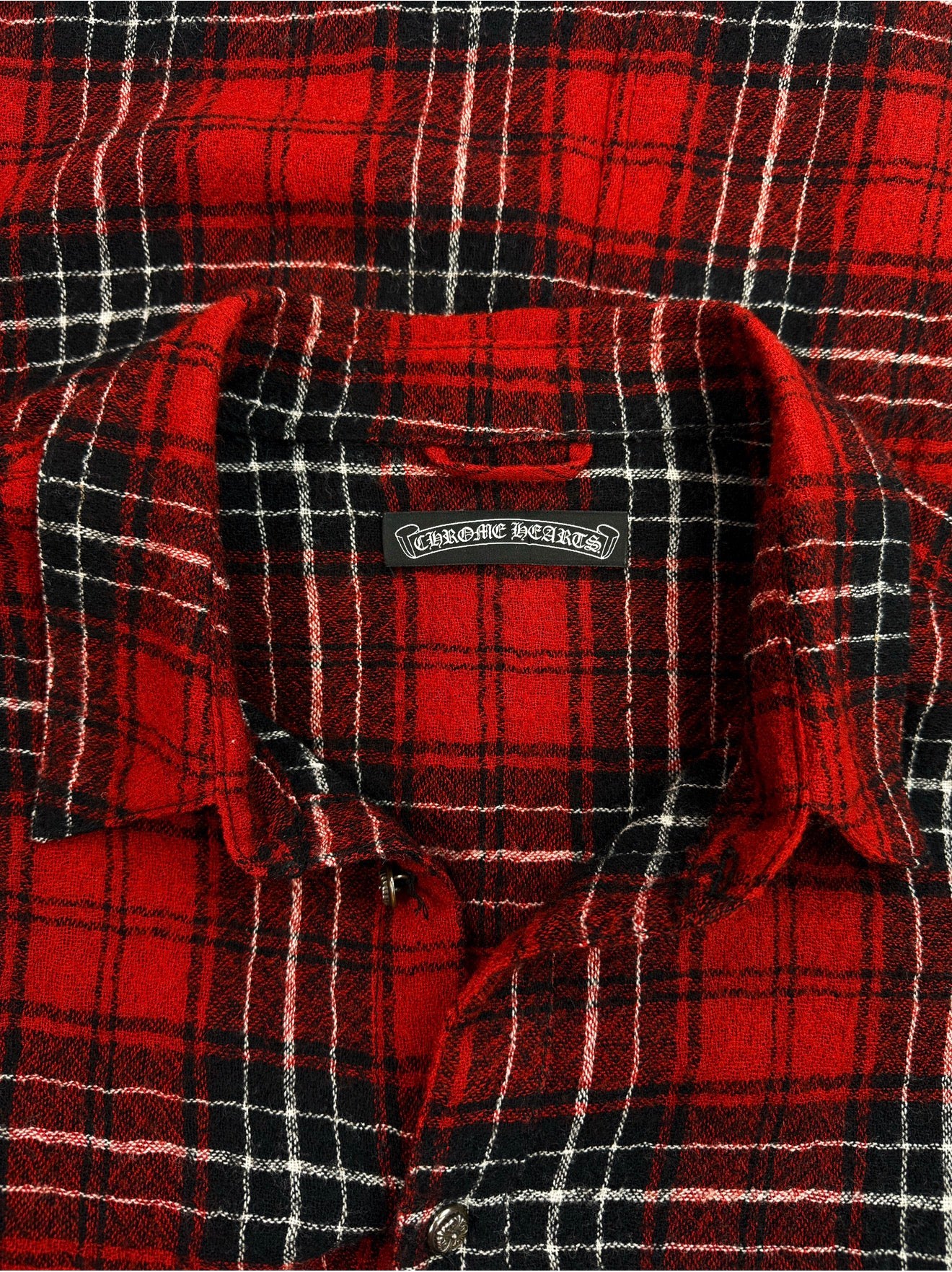 Chrome Hearts Dual Cross Patch Red Oval Button Heavy Weight Wool Flannel