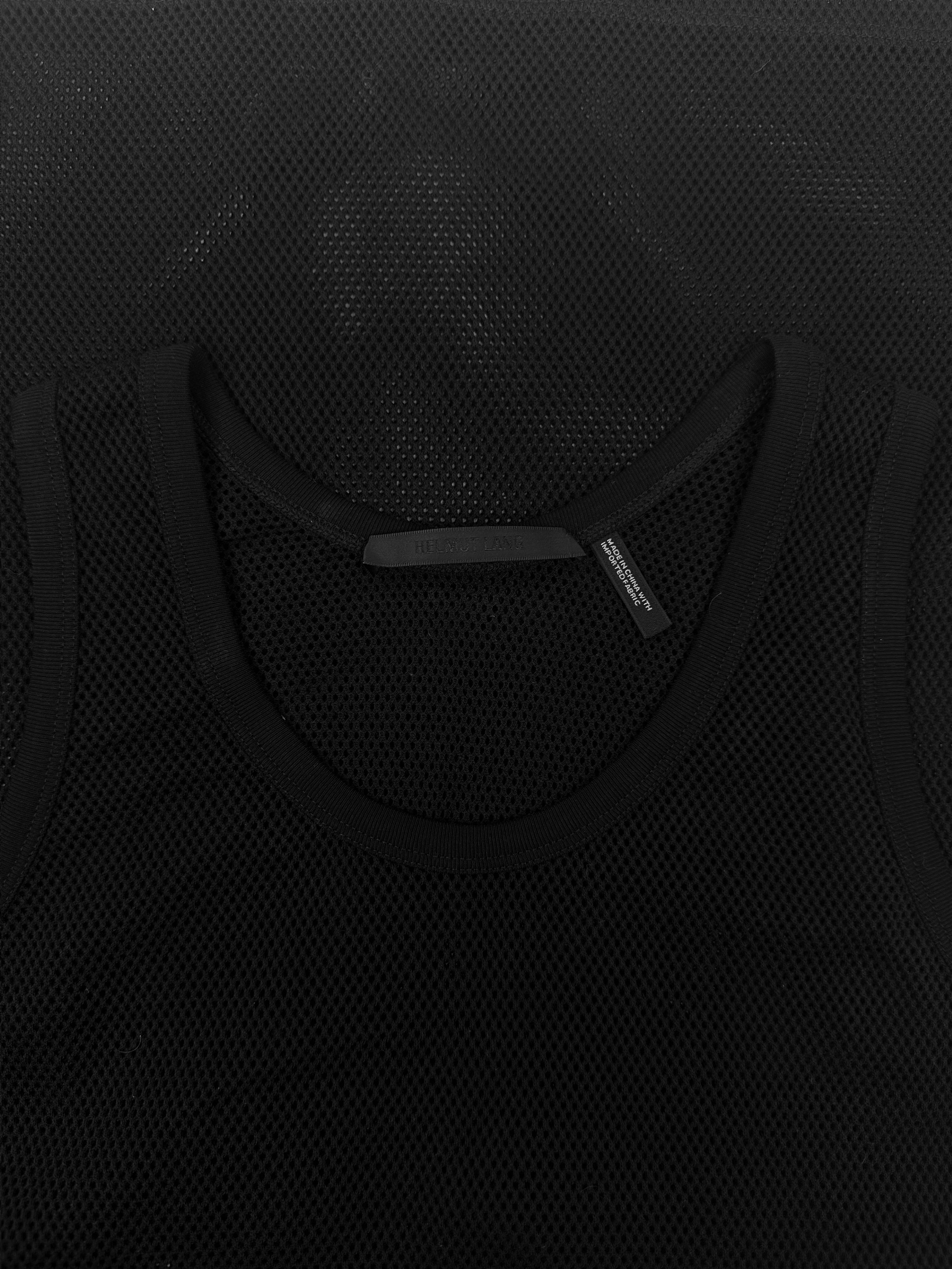 Helmut Lang Black Mesh Logo Sleeveless Tank-top