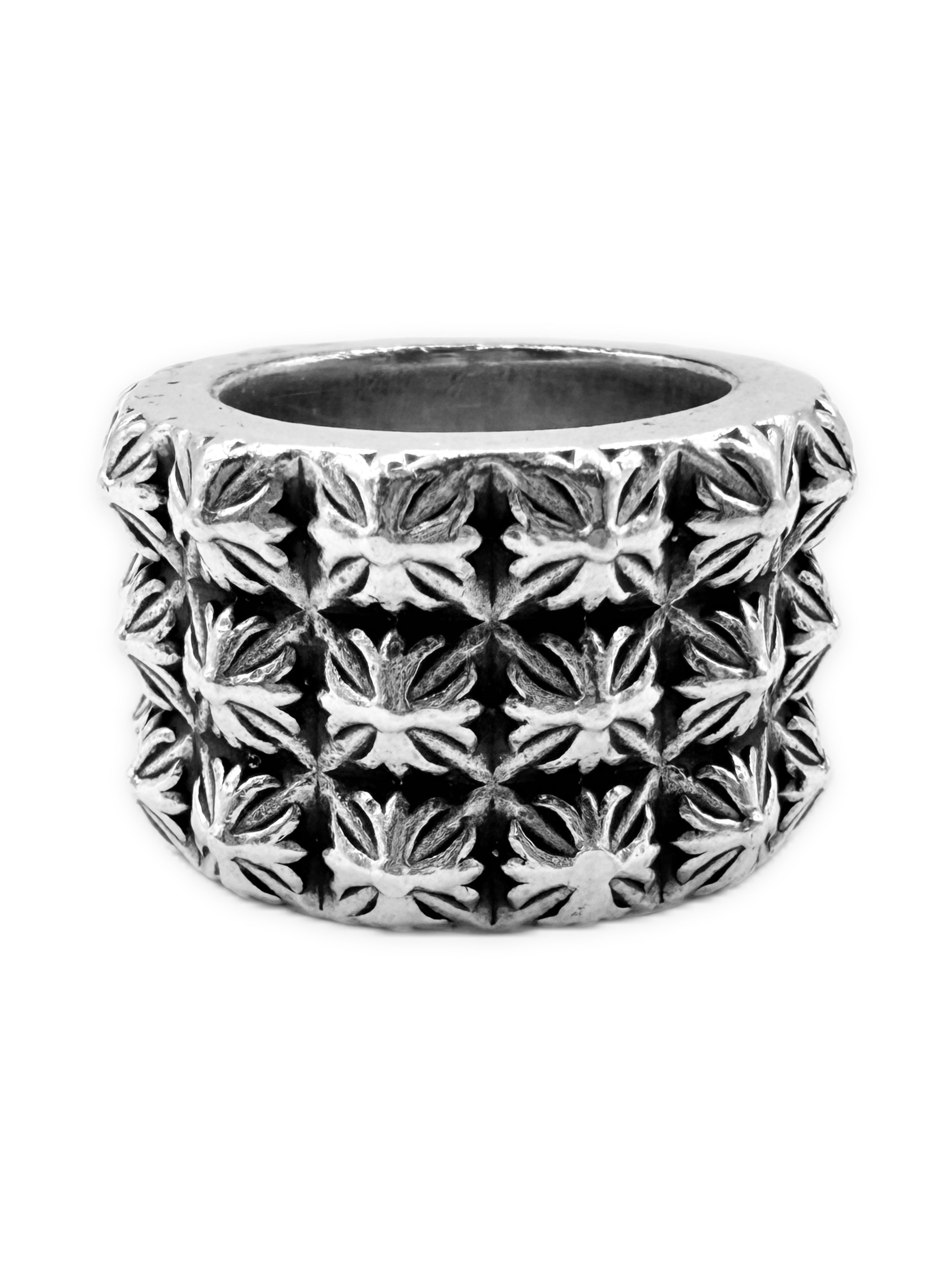 CHROME HEARTS TRIPLE PETE PUNK STUDDED .925 SILVER RING