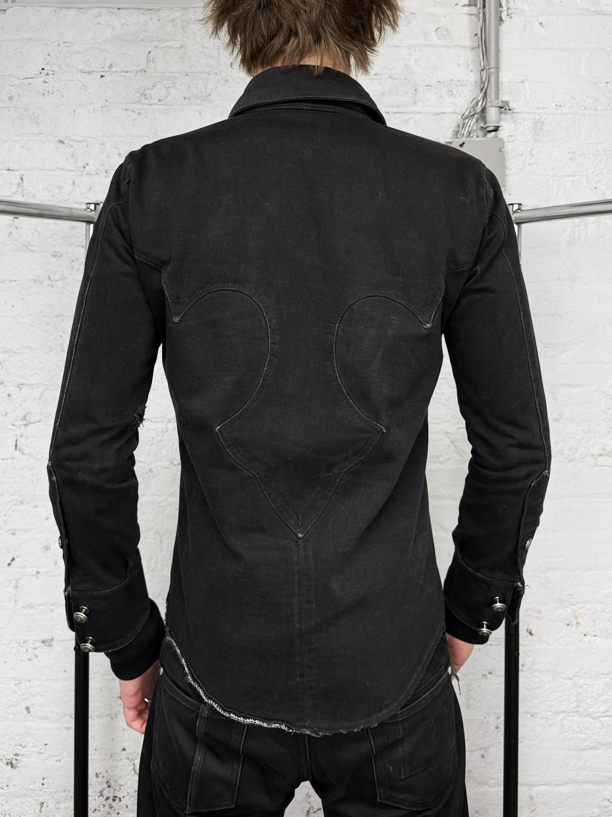 Chrome Hearts Western Fleur .925 Silver Black Denim Shirt Jacket