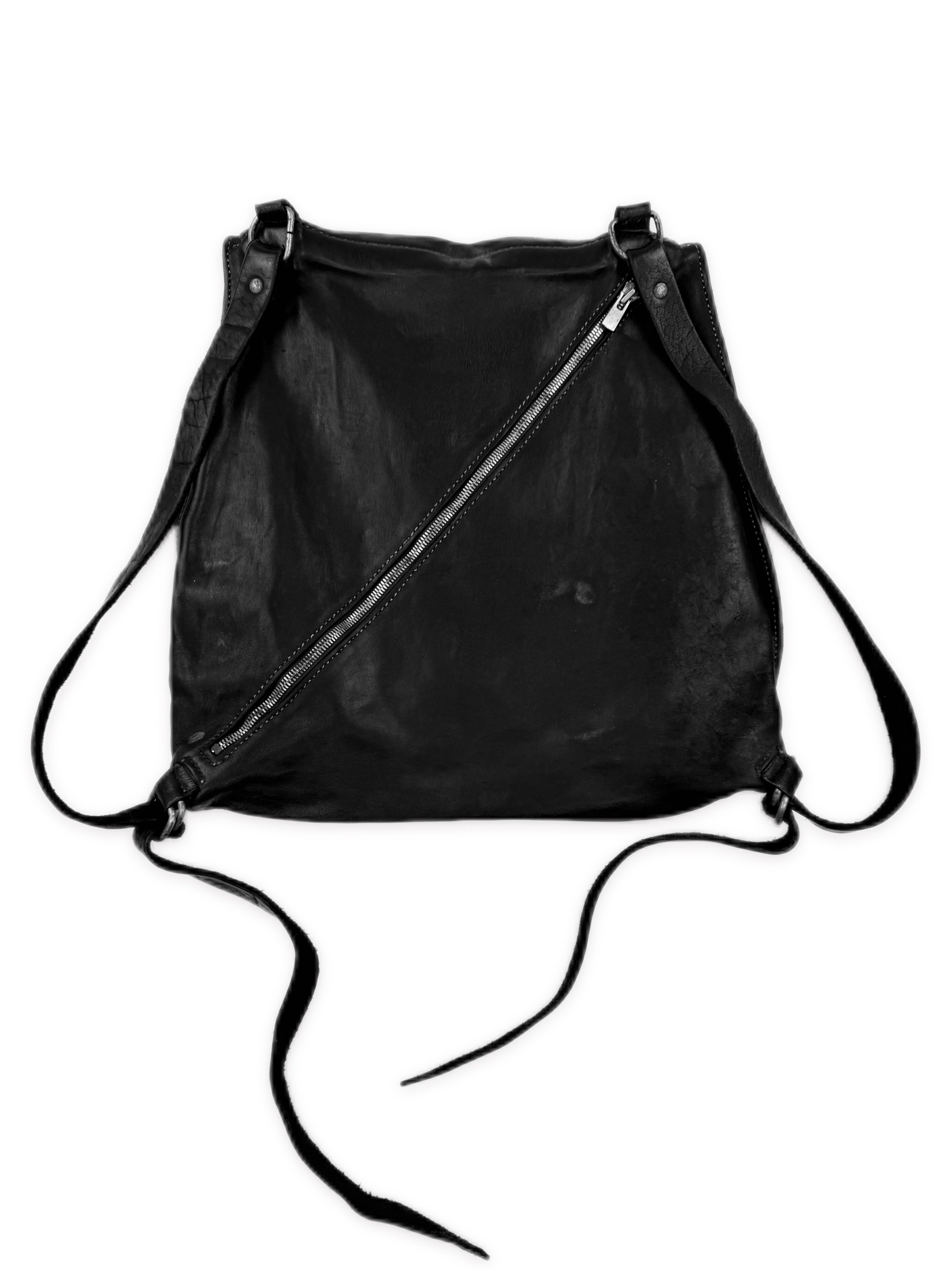 Guidi Black Horse Leather Zipper Backpack