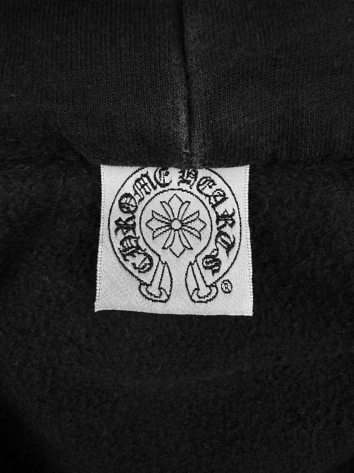 Chrome Hearts Floral Leather Patch Dagger Zip Black Hoodie