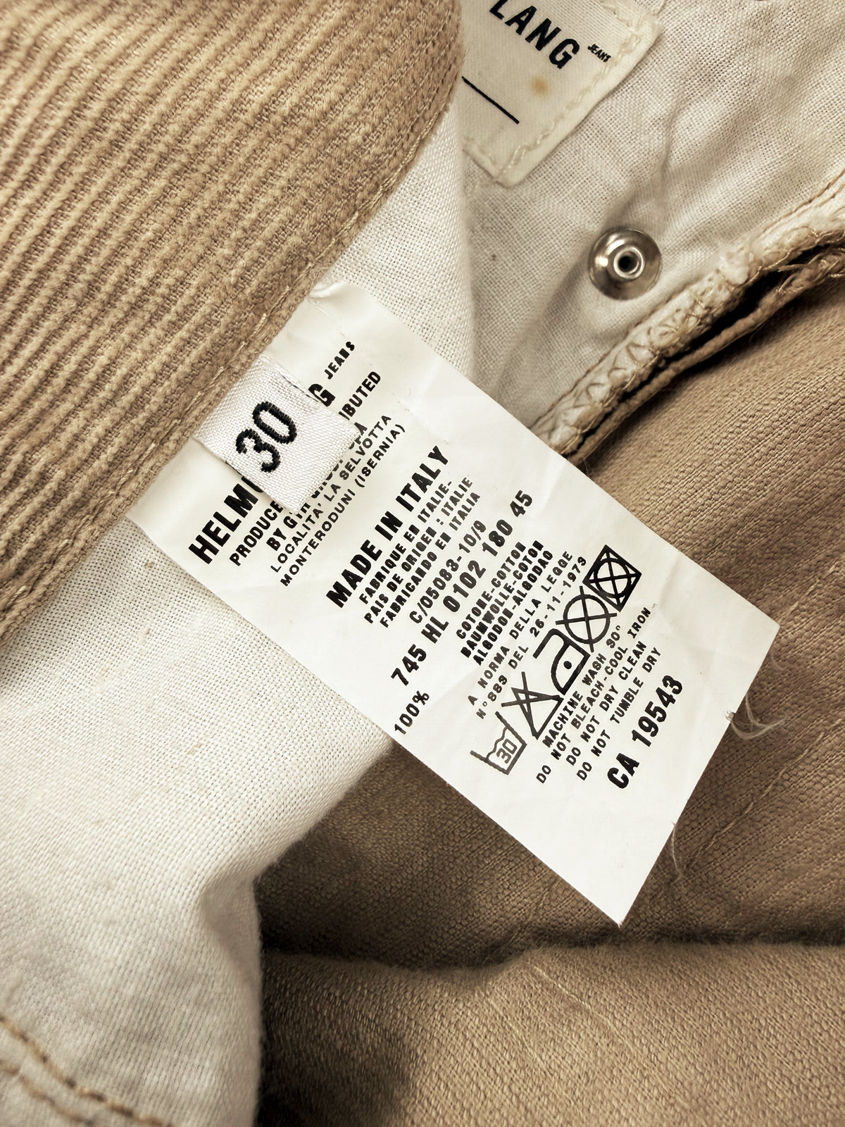 00s Helmut Lang Painter Corduroy Beige Boot Cut Pants