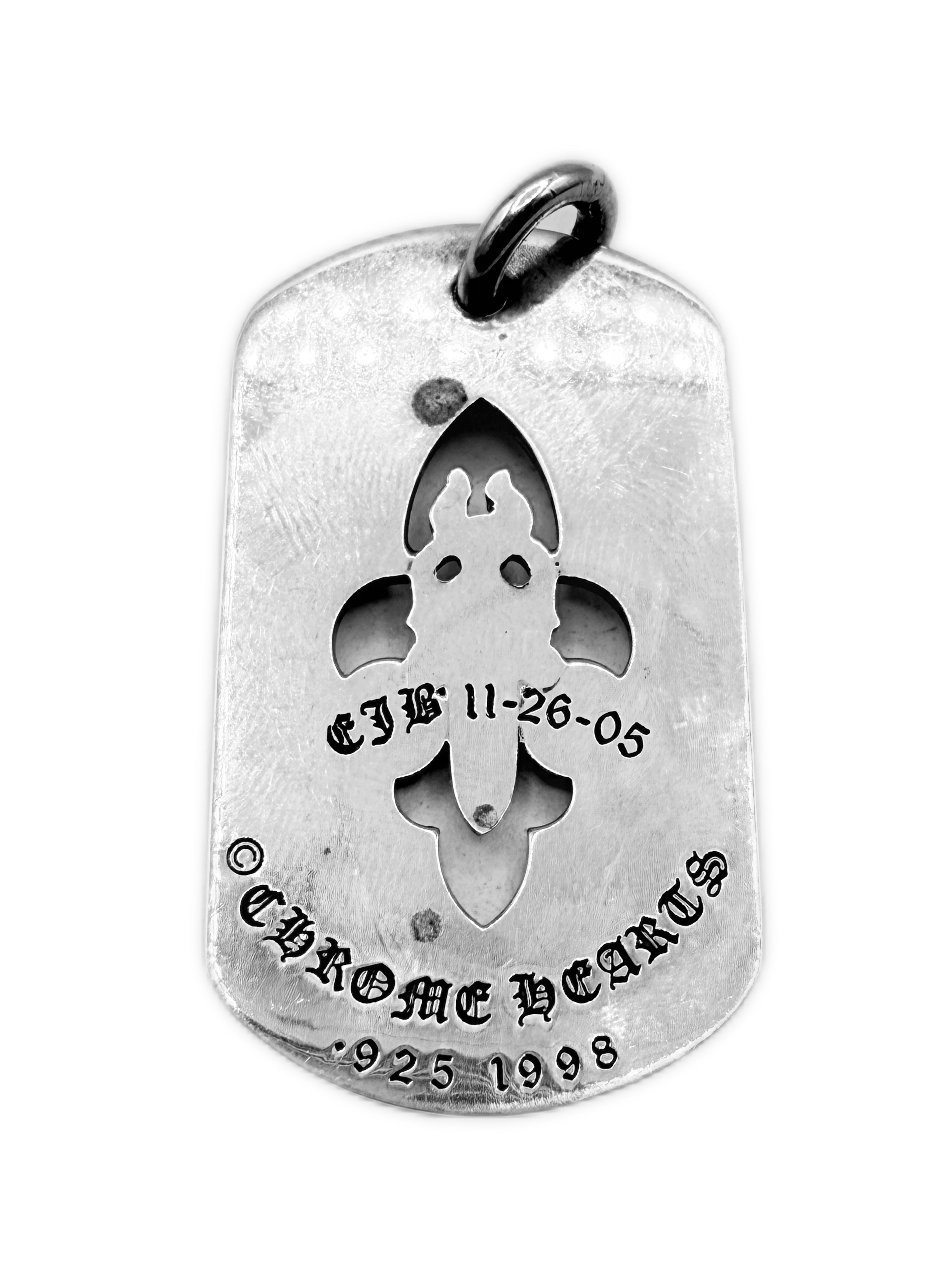 Chrome Hearts Dagger Fleur de Lis .925 Silver Dog Tag Pendant