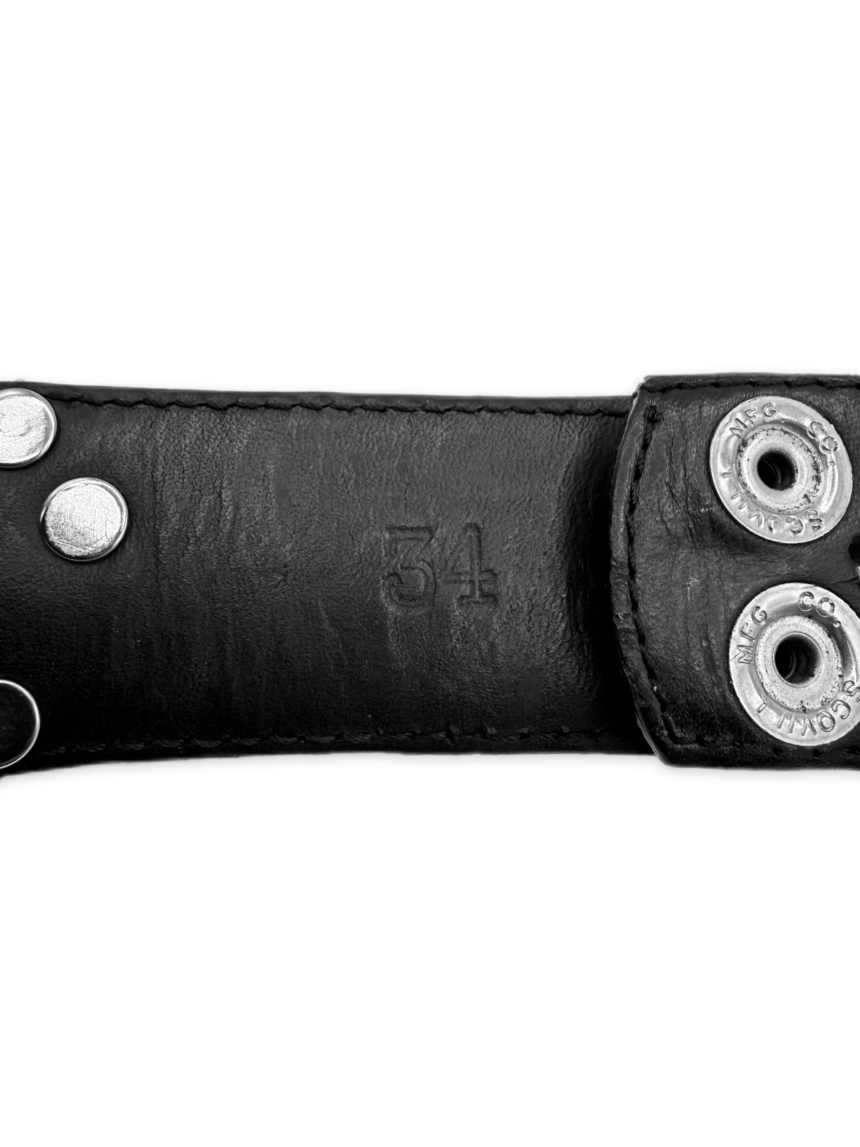 Chrome Hearts Cross Pendant .925 Silver Black Leather Belt Strap