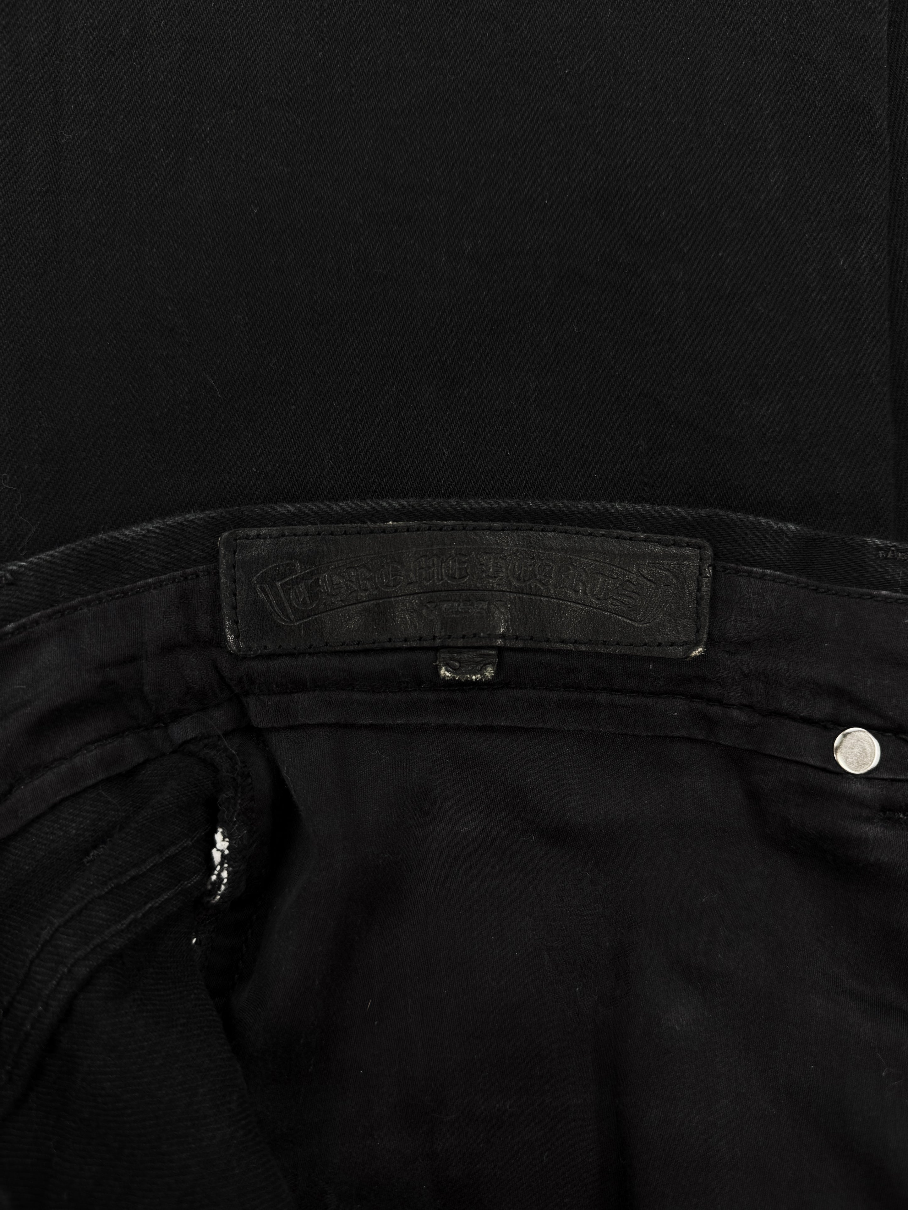 Chrome Hearts Flared Cut Black .925 Silver Denim Jeans