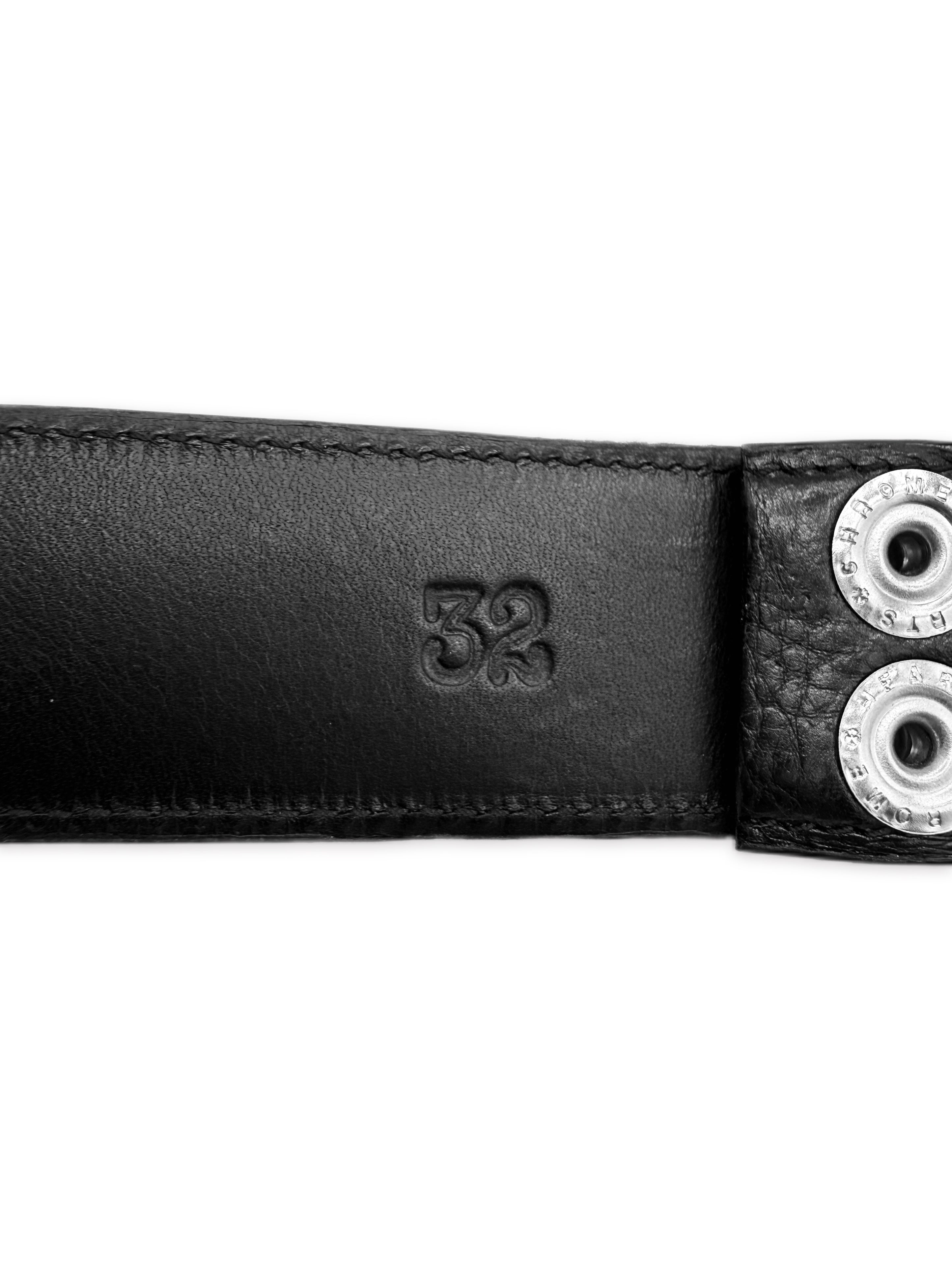 Chrome Hearts Black Leather .925 Silver Belt Strap