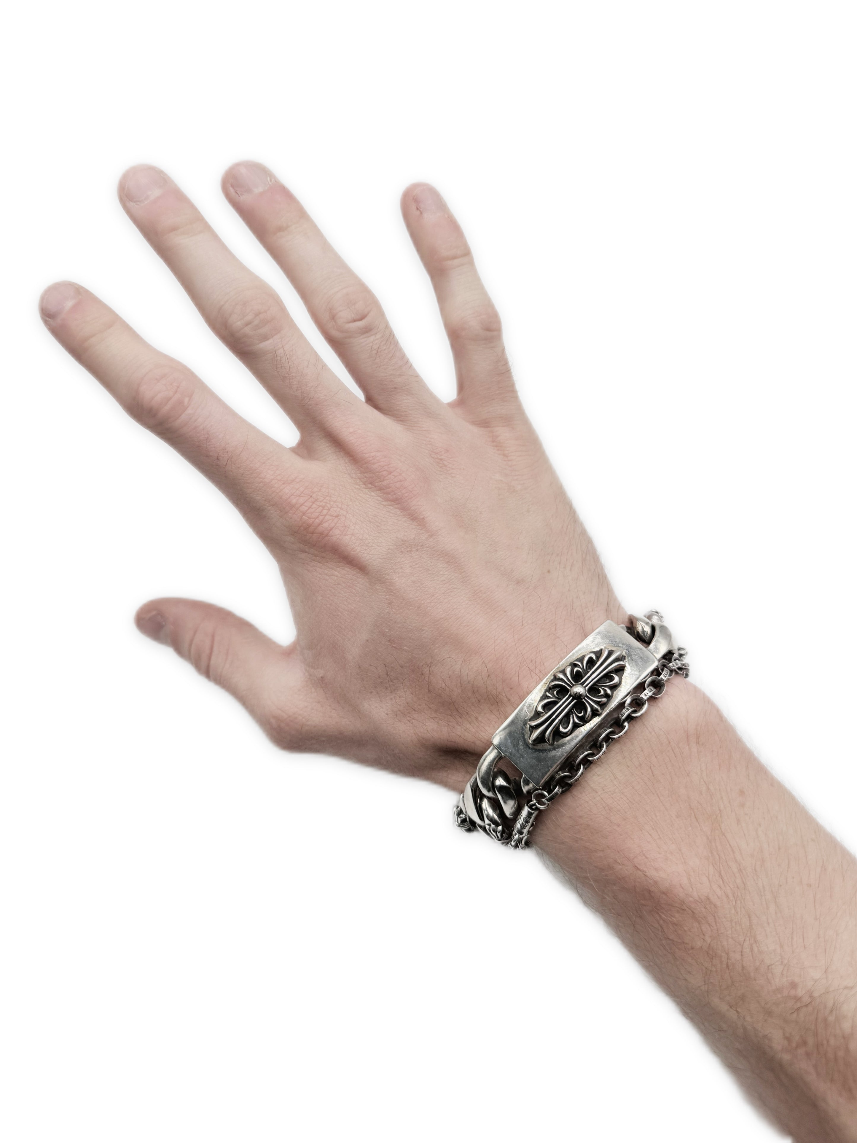 Chrome Hearts Floral ID Fancy Cuban Link Lobster Clasp Bracelet