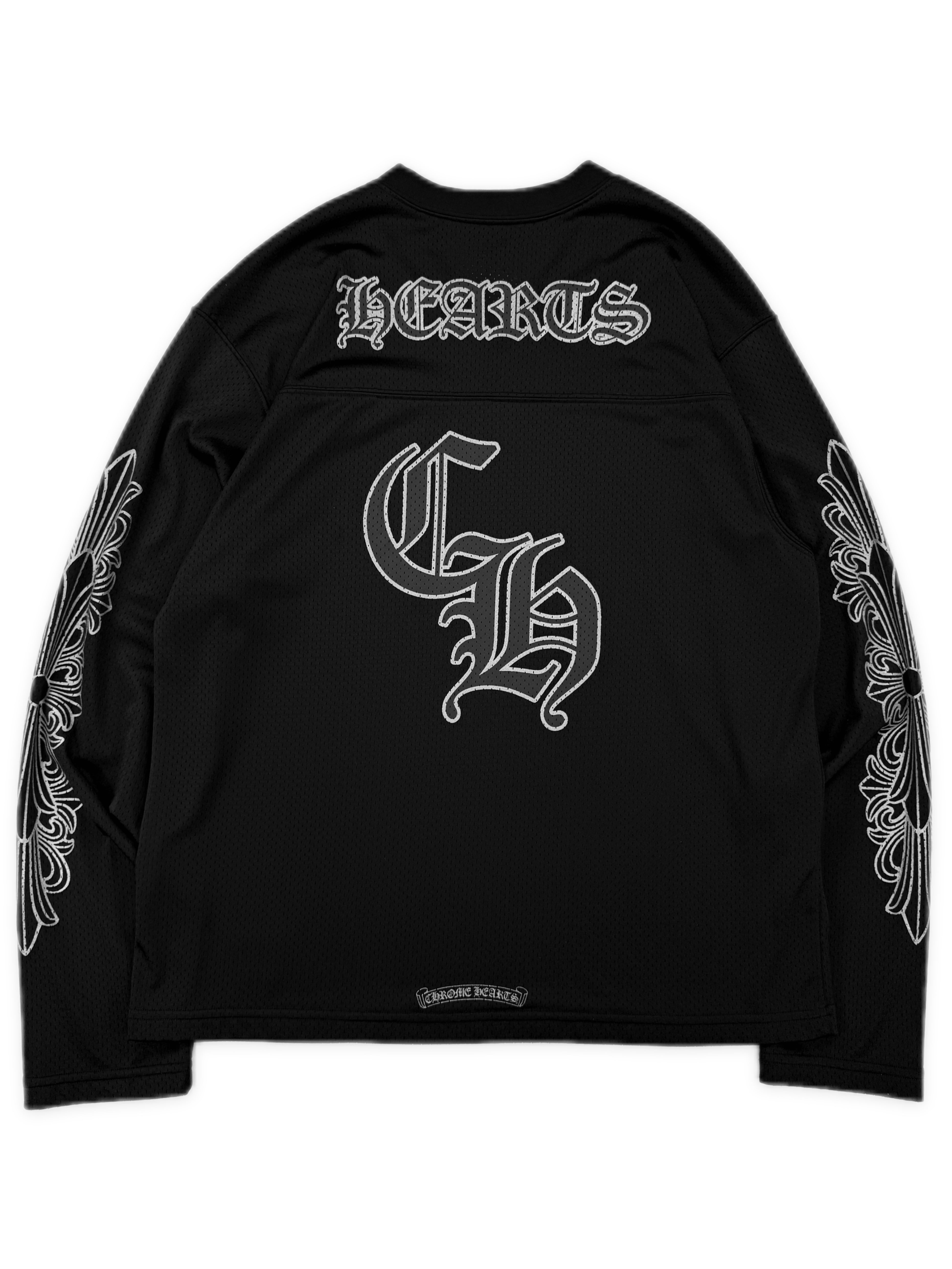 Chrome Hearts Floral Sleeve Mesh CH Black Long Sleeve Jersey