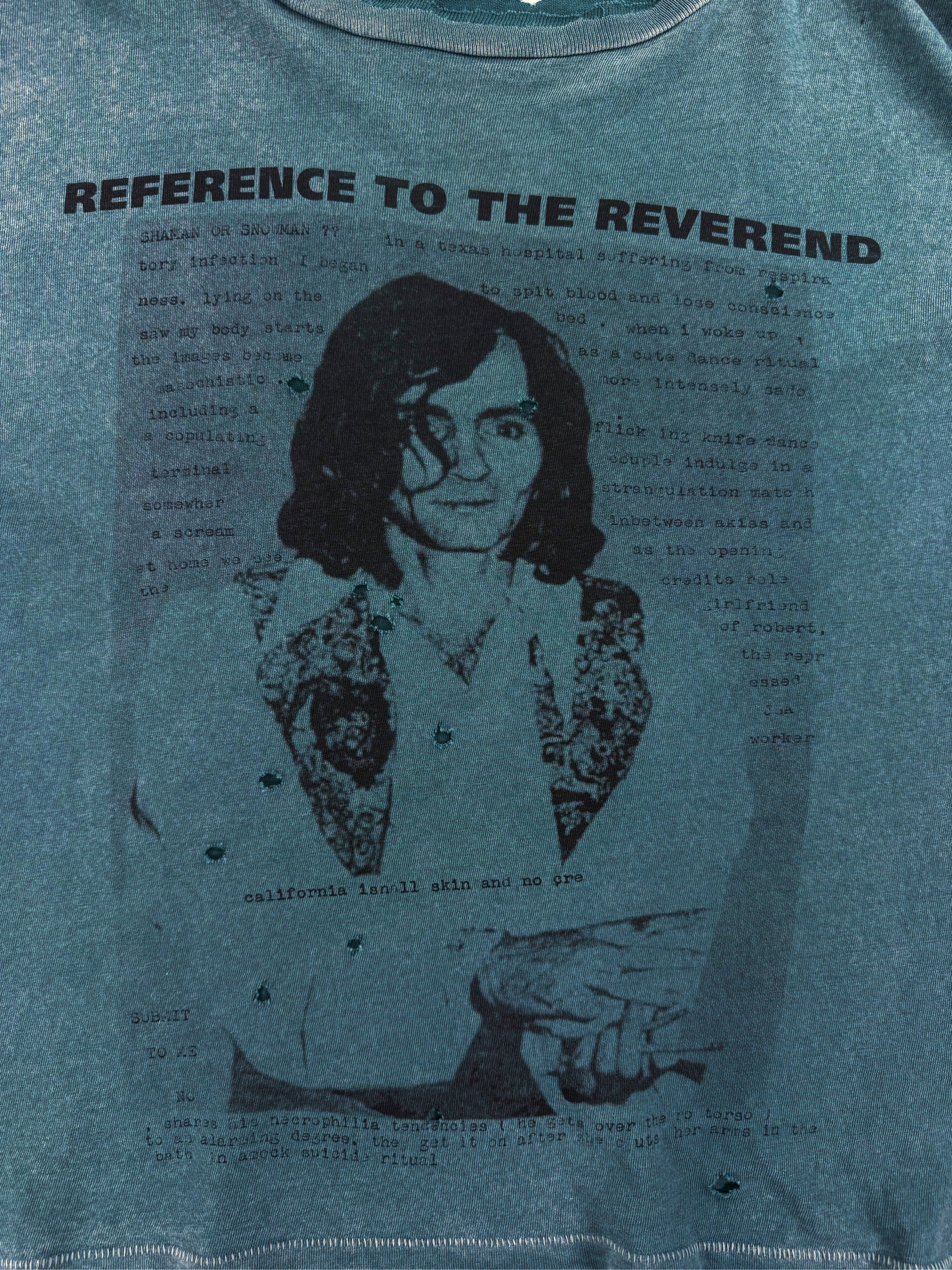 Enfants Riches Deprimes ‘Reverend’ Teal Distressed Cropped T-Shirt