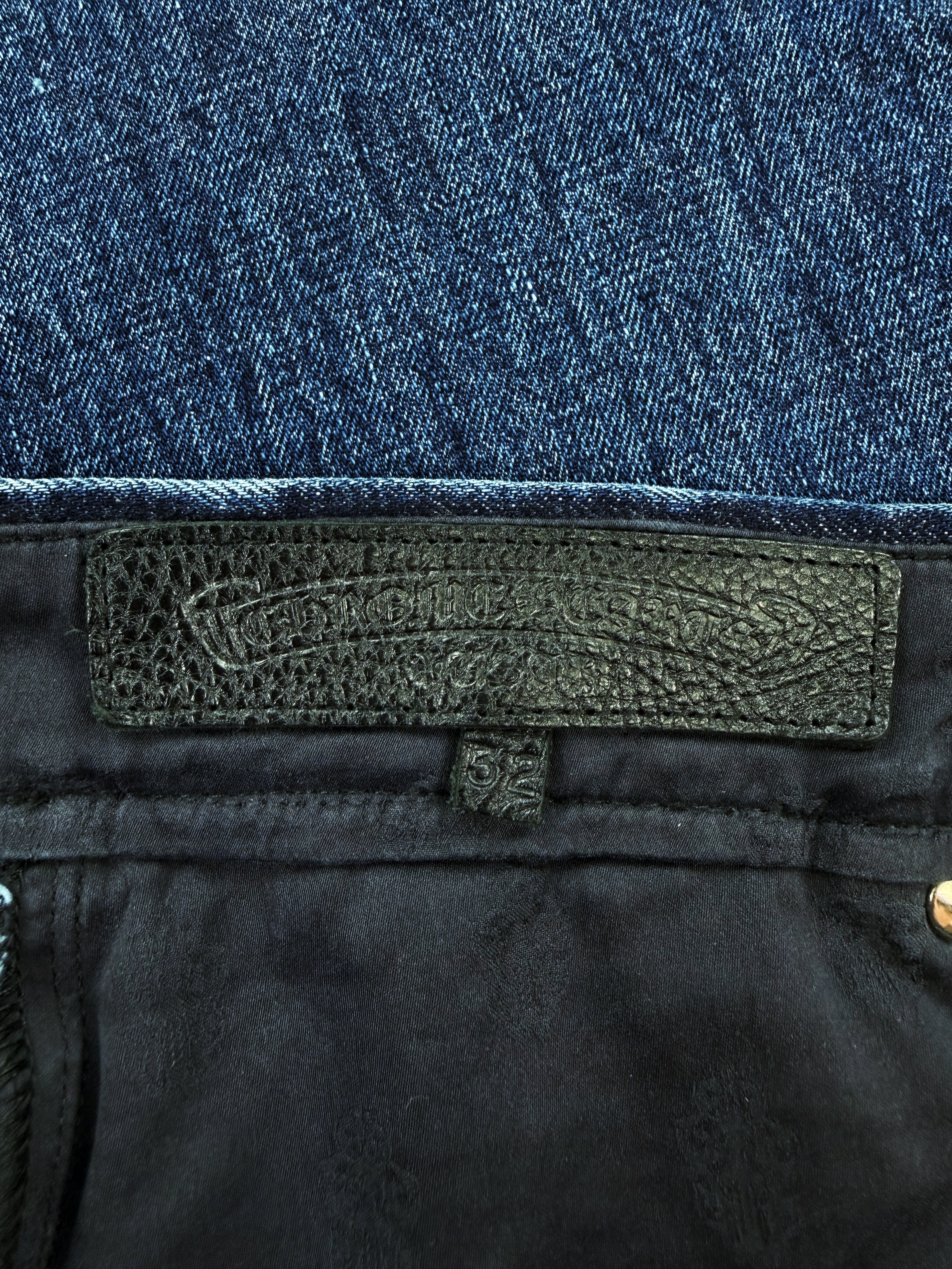 Chrome Hearts FU Dark Wash Flared .925 Silver Denim Jeans