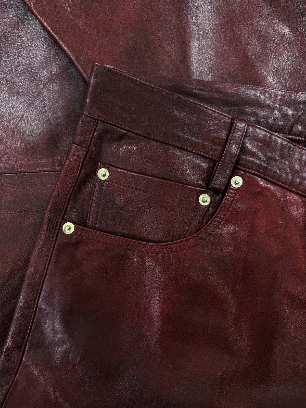 AW24 Enfants Riches Deprimes Oxblood Flared Lambskin Leather Pants