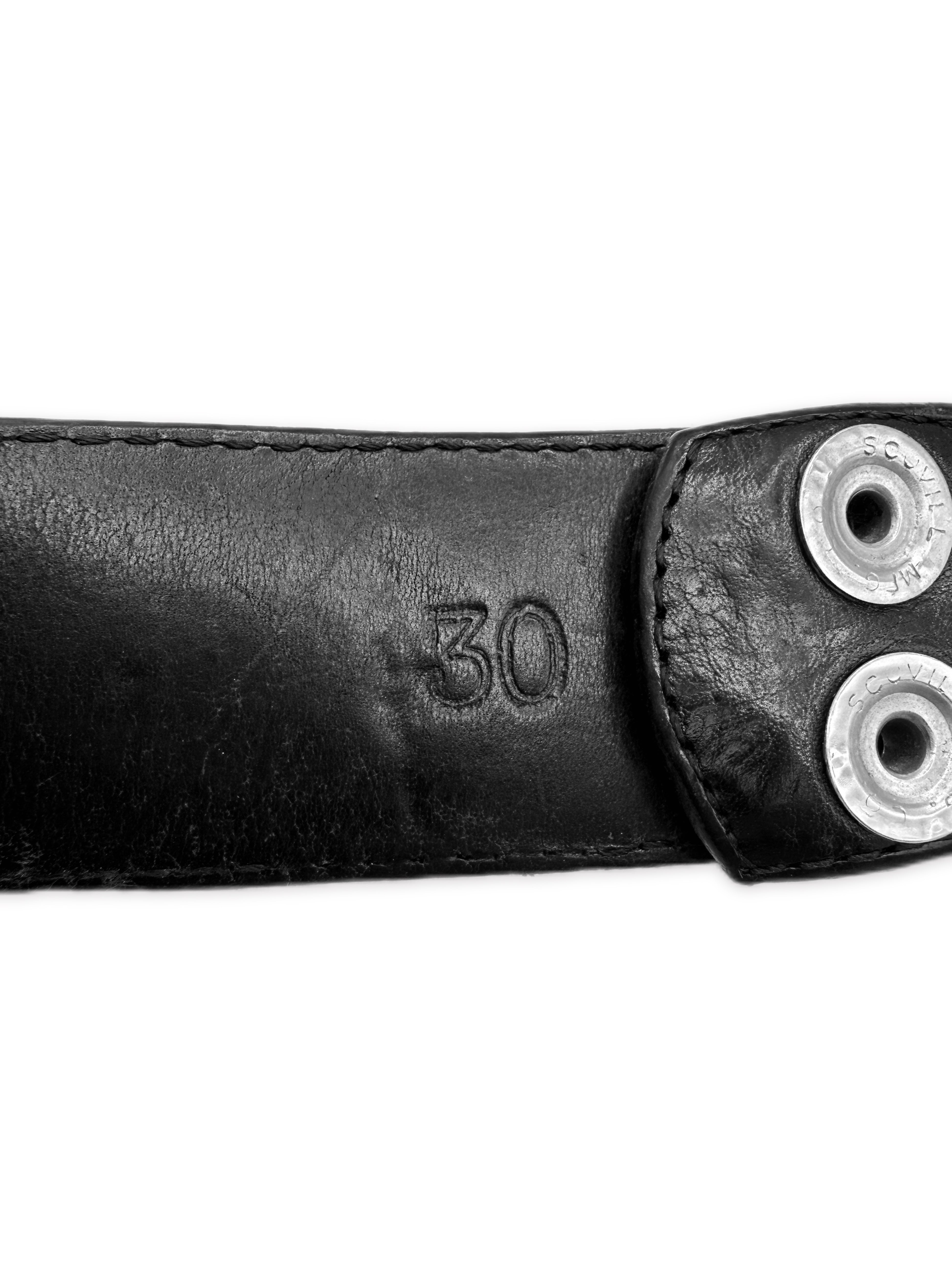 Chrome Hearts Black Leather .925 Silver Belt Strap