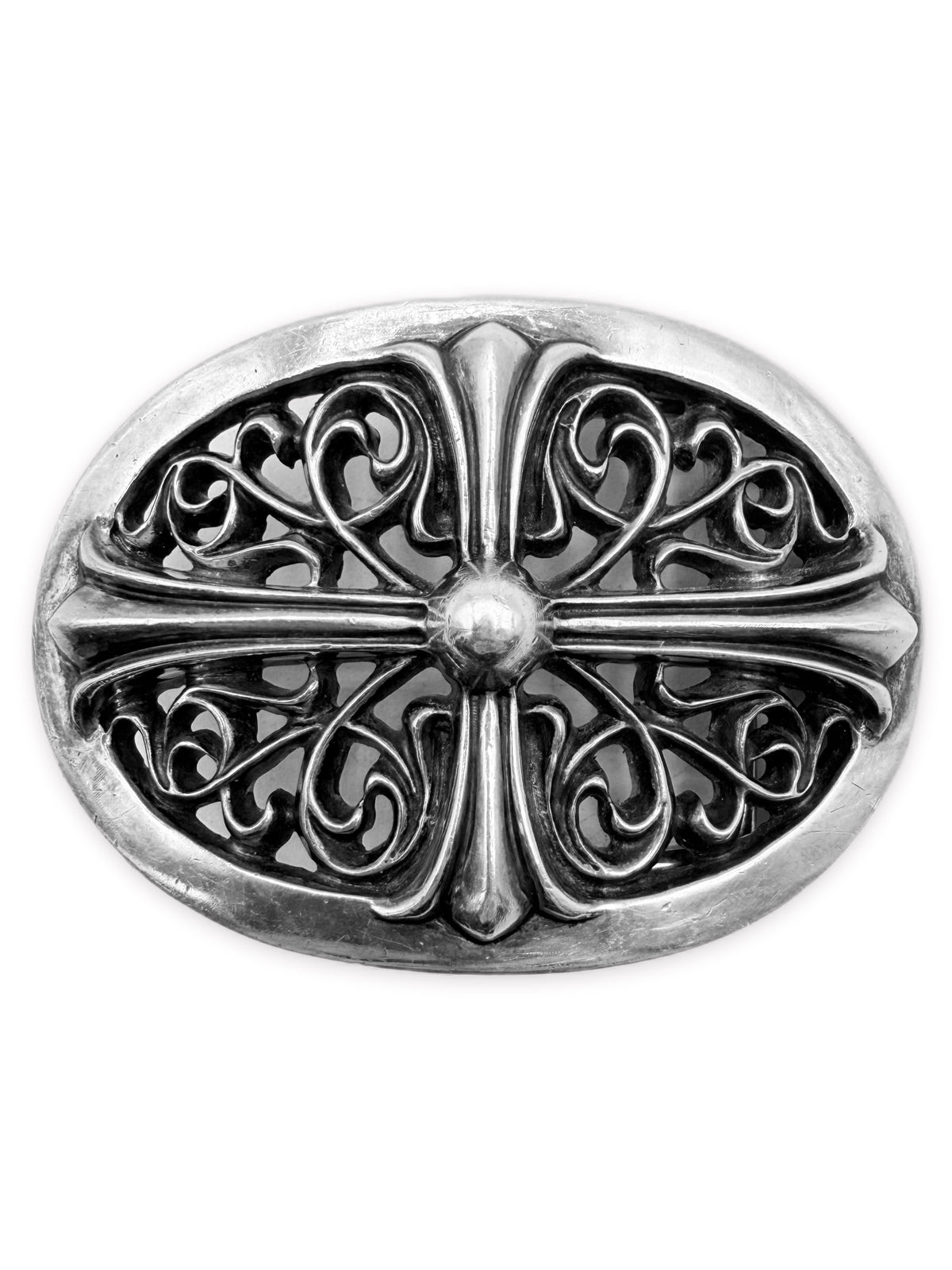 Chrome Hearts 1.5 in Oval .925 Silver Belt Buckle
