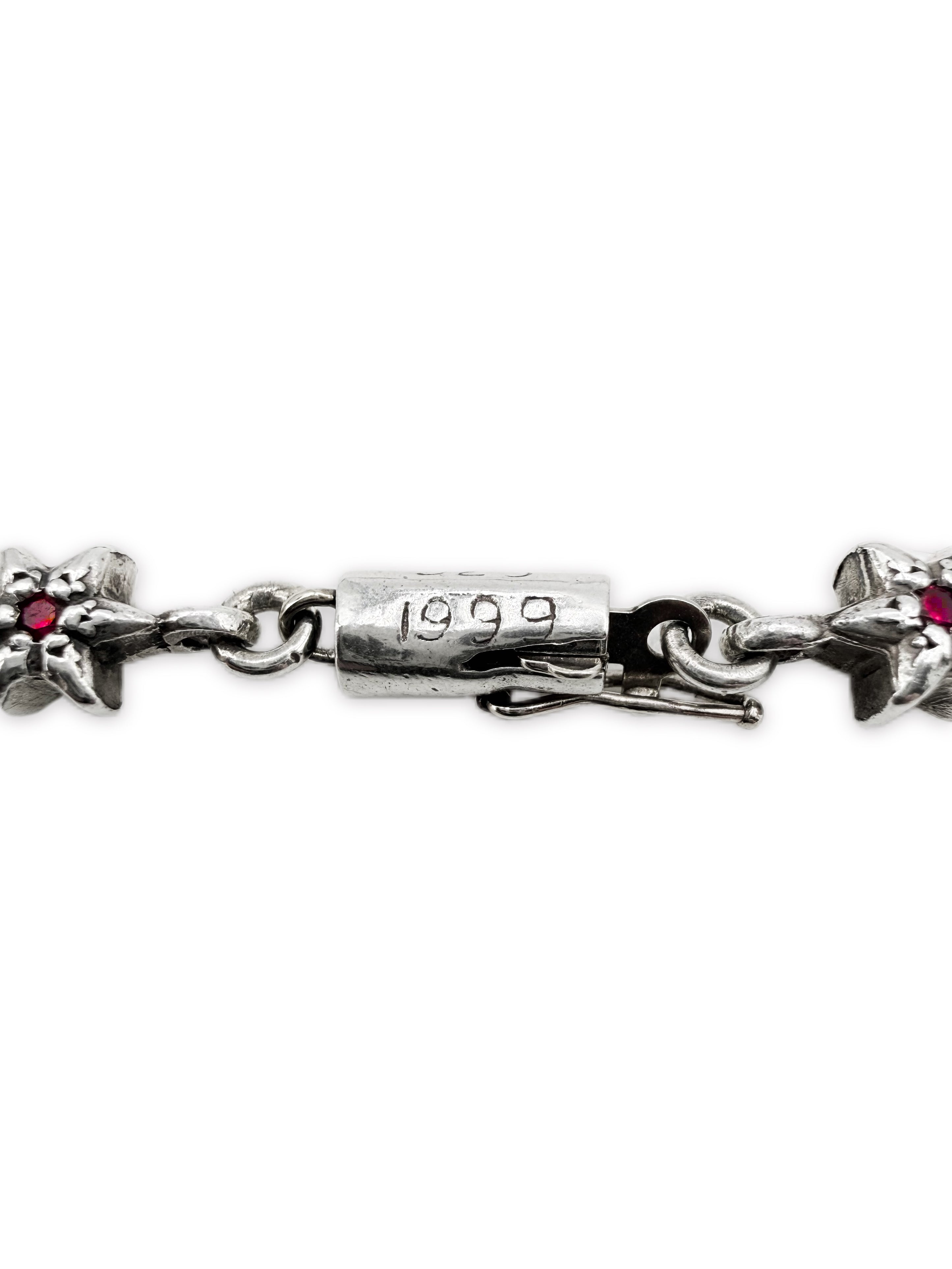 Chrome Hearts Ruby Factory Set 6 Point Tiny Star Silver Bracelet