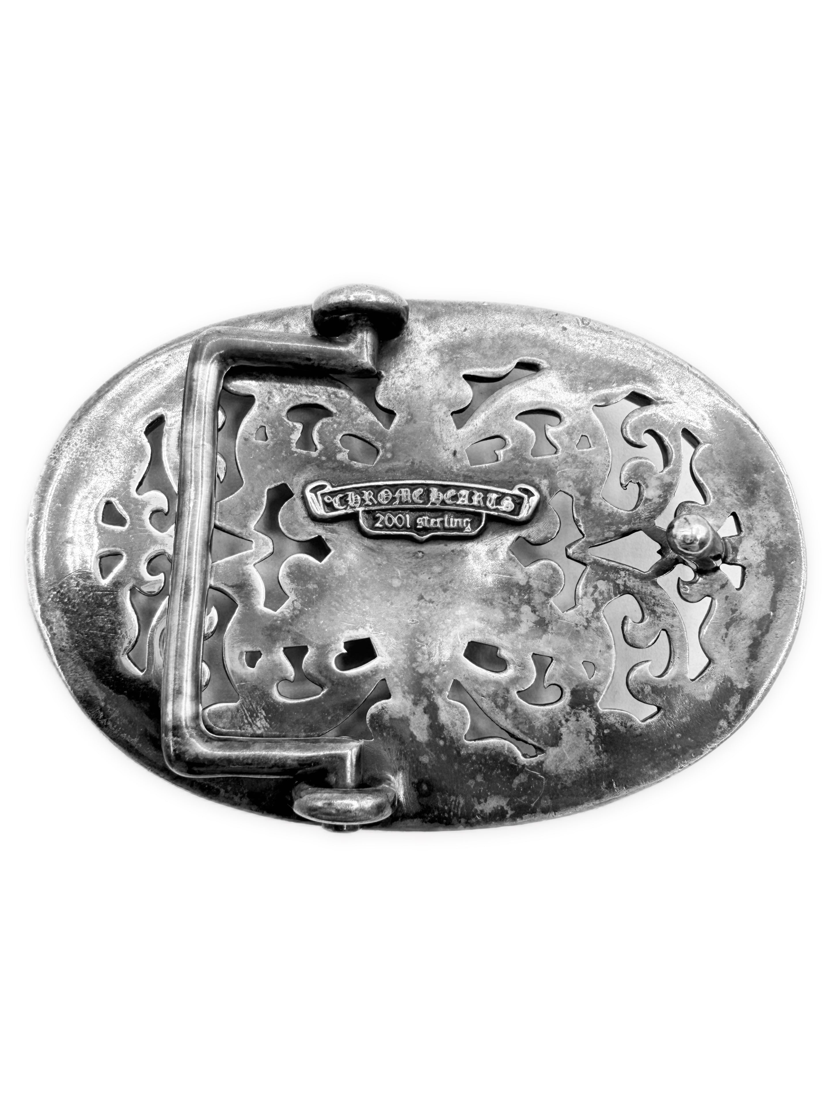 Chrome Hearts 6 Point Star 1.5 in Silver Oval Belt Buckle