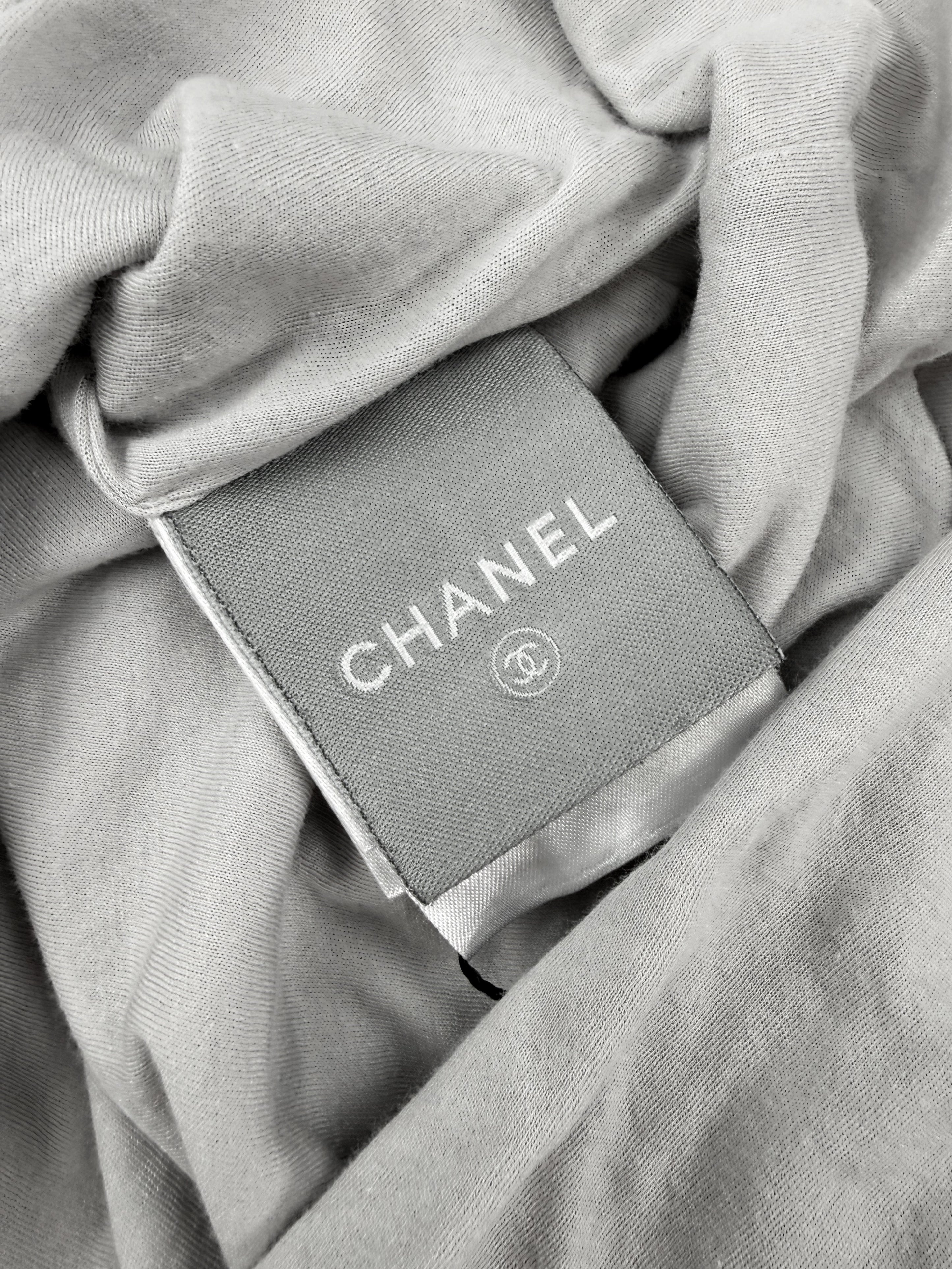 SS99 Chanel Identification Sleeve CC Logo Grey Fitted T-Shirt