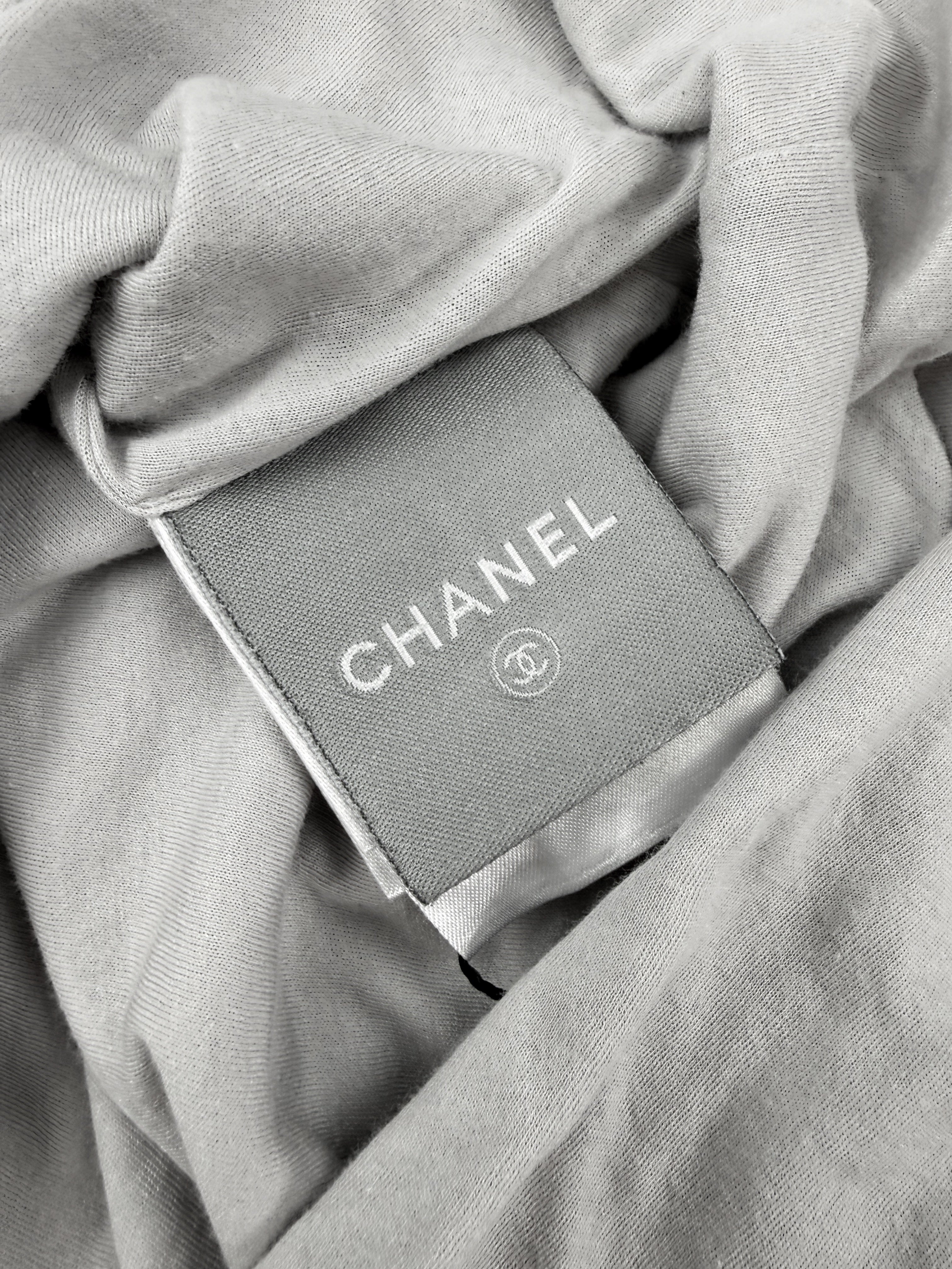 SS99 Chanel Identification Sleeve CC Logo Grey Fitted T-Shirt