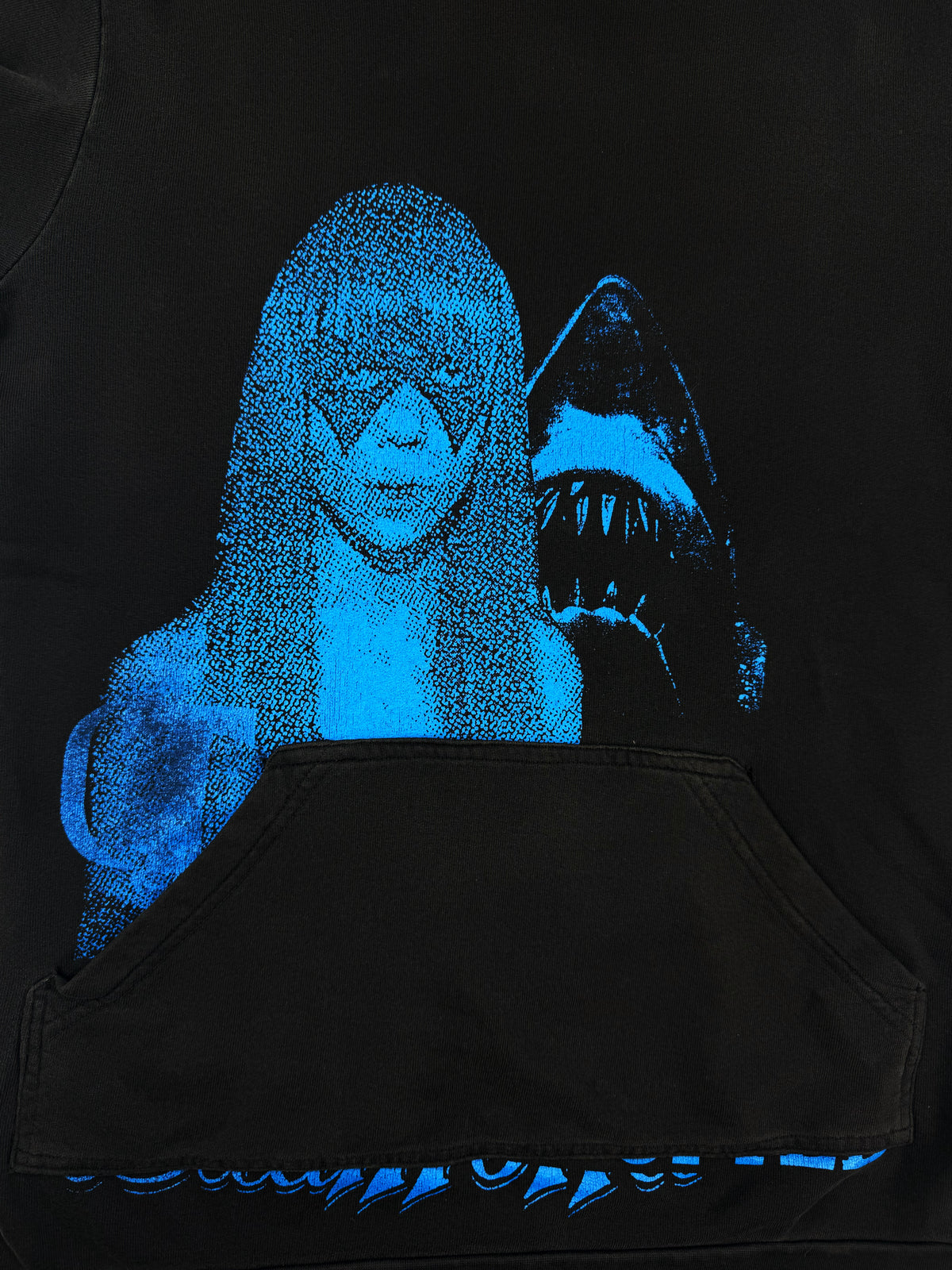 SS03 Raf Simons Consumed ‘Penelope Jaws’ Blue Graphic Black Hoodie
