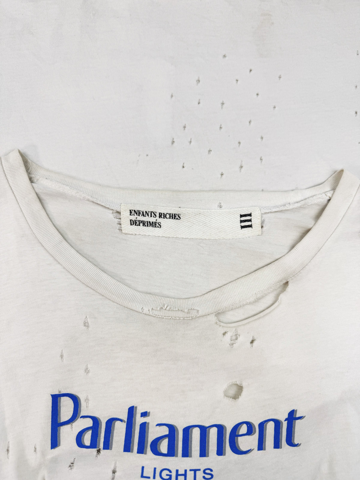 2012 Enfants Riches Deprimes ‘Parliament Light’ White Distressed T-Shirt