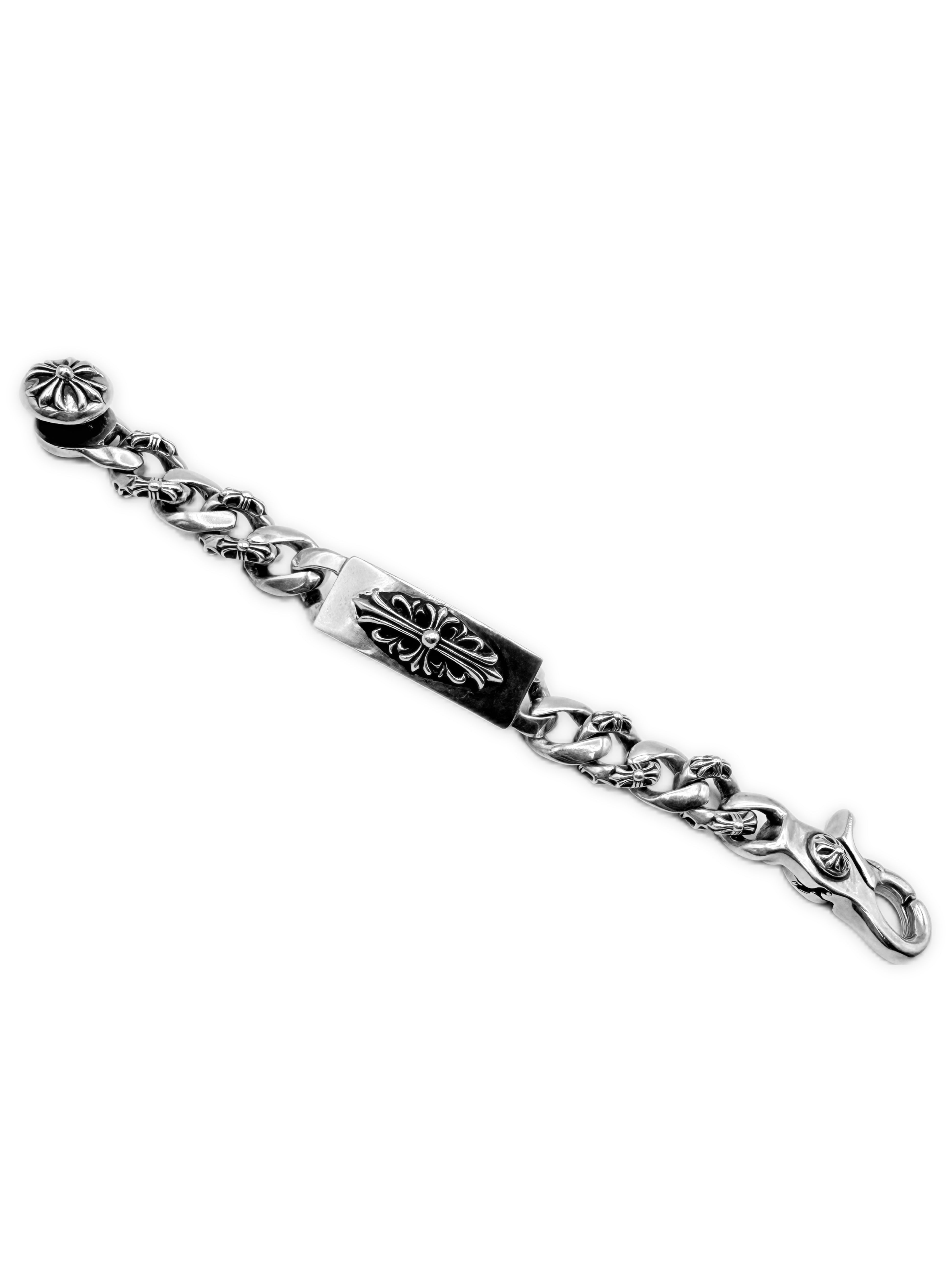 Chrome Hearts Floral ID Fancy Cuban Link Lobster Clasp Bracelet