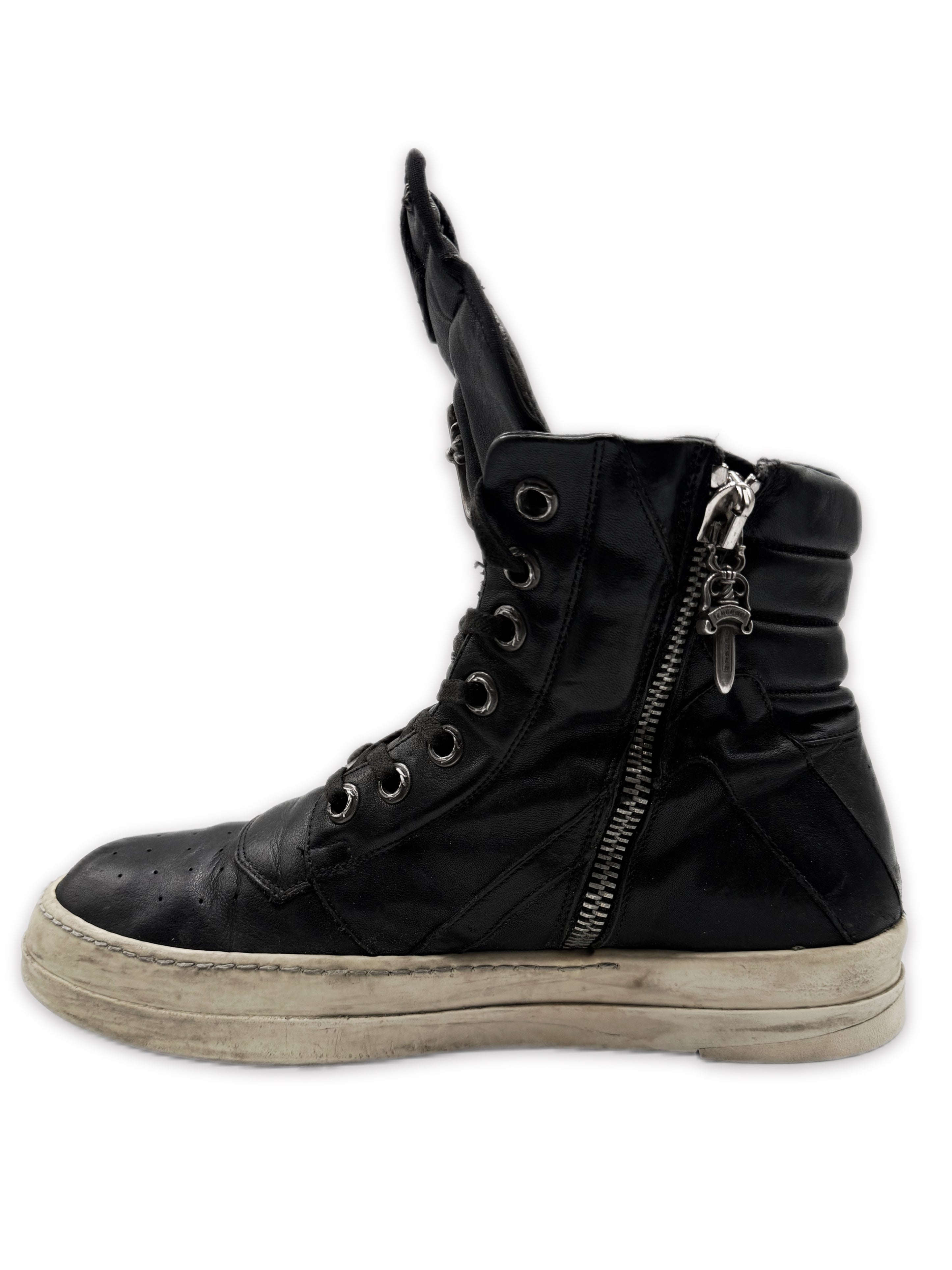 Chrome Hearts x Rick Owens Geobasket Cross Dagger Zip Sneakers