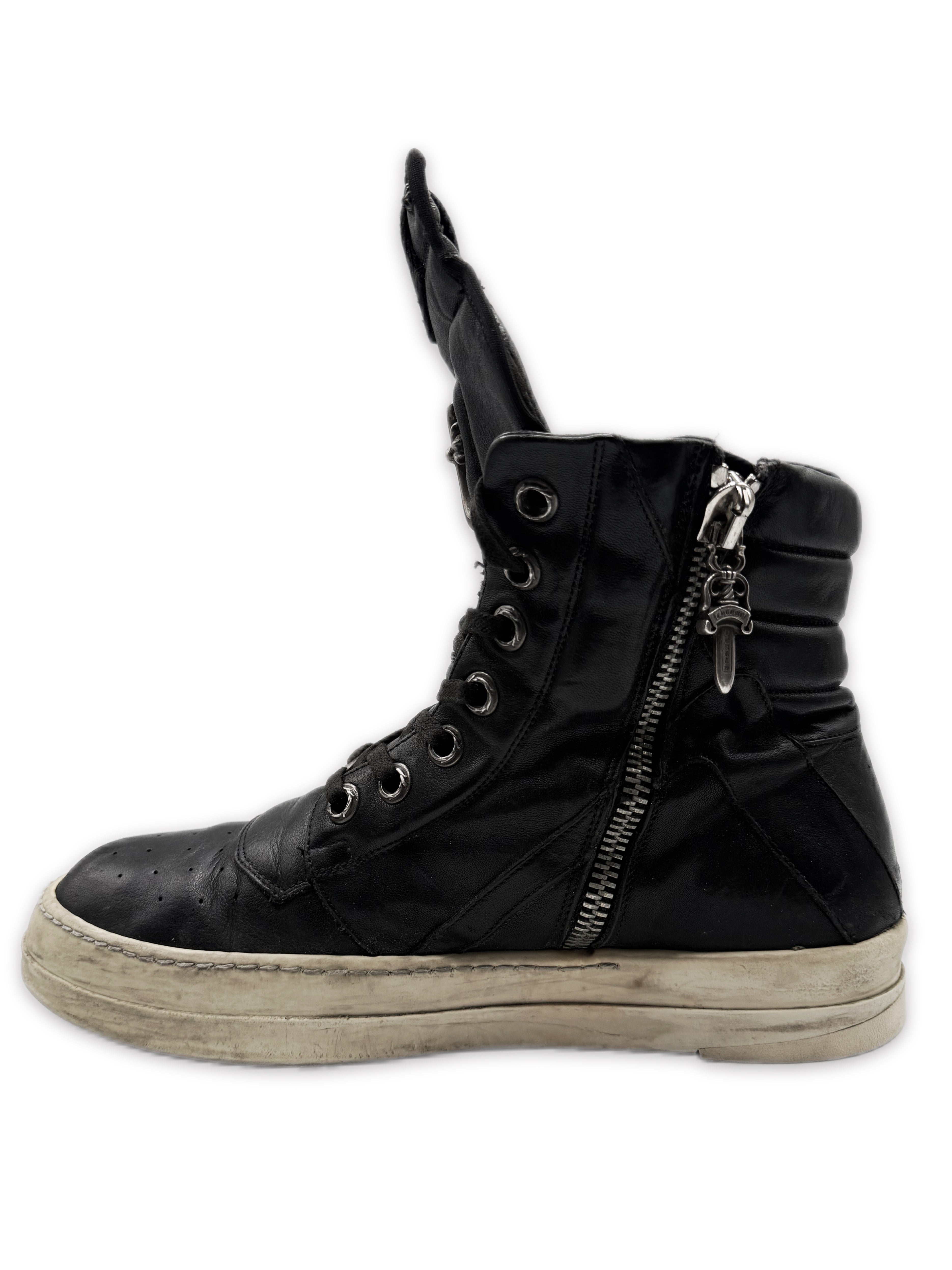 Chrome Hearts x Rick Owens Geobasket Cross Dagger Zip Sneakers