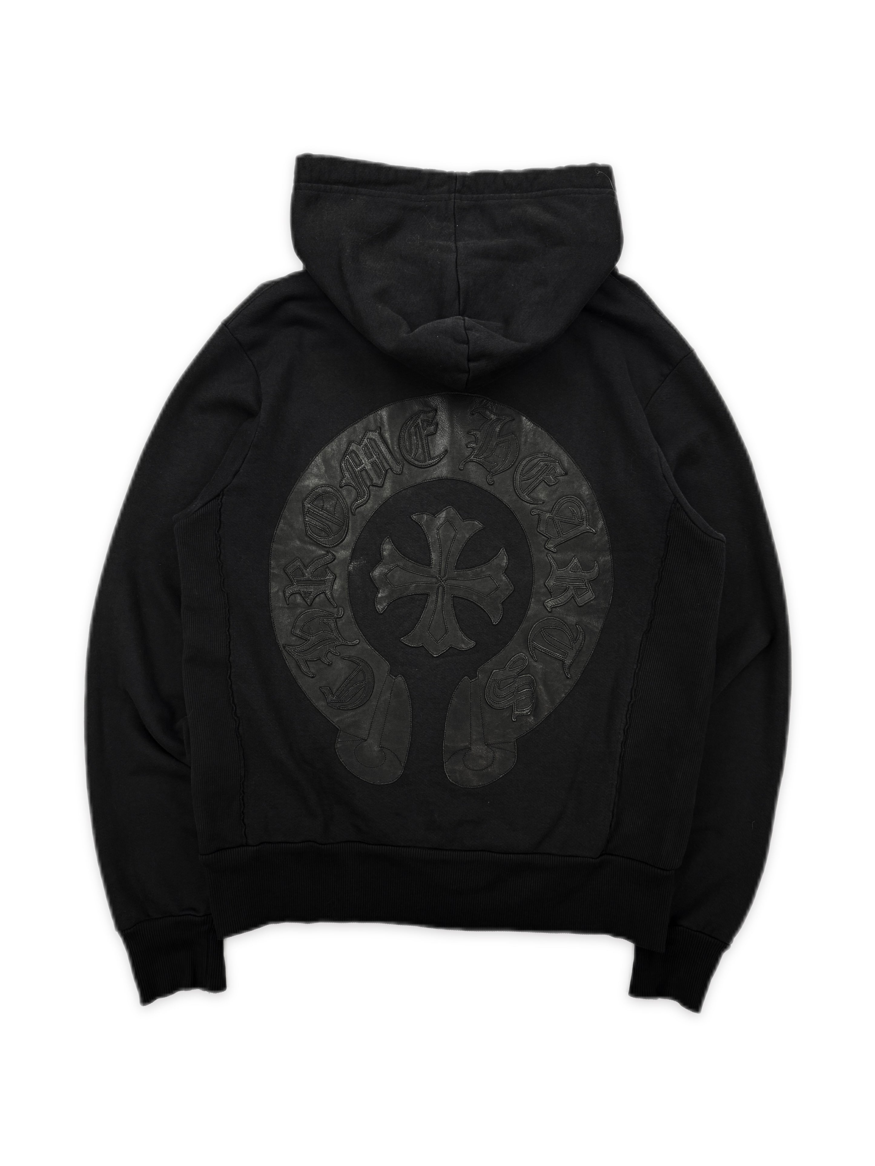 Chrome Hearts Horse Shoe Leather Plus Patch Zip Oversized Hoodie