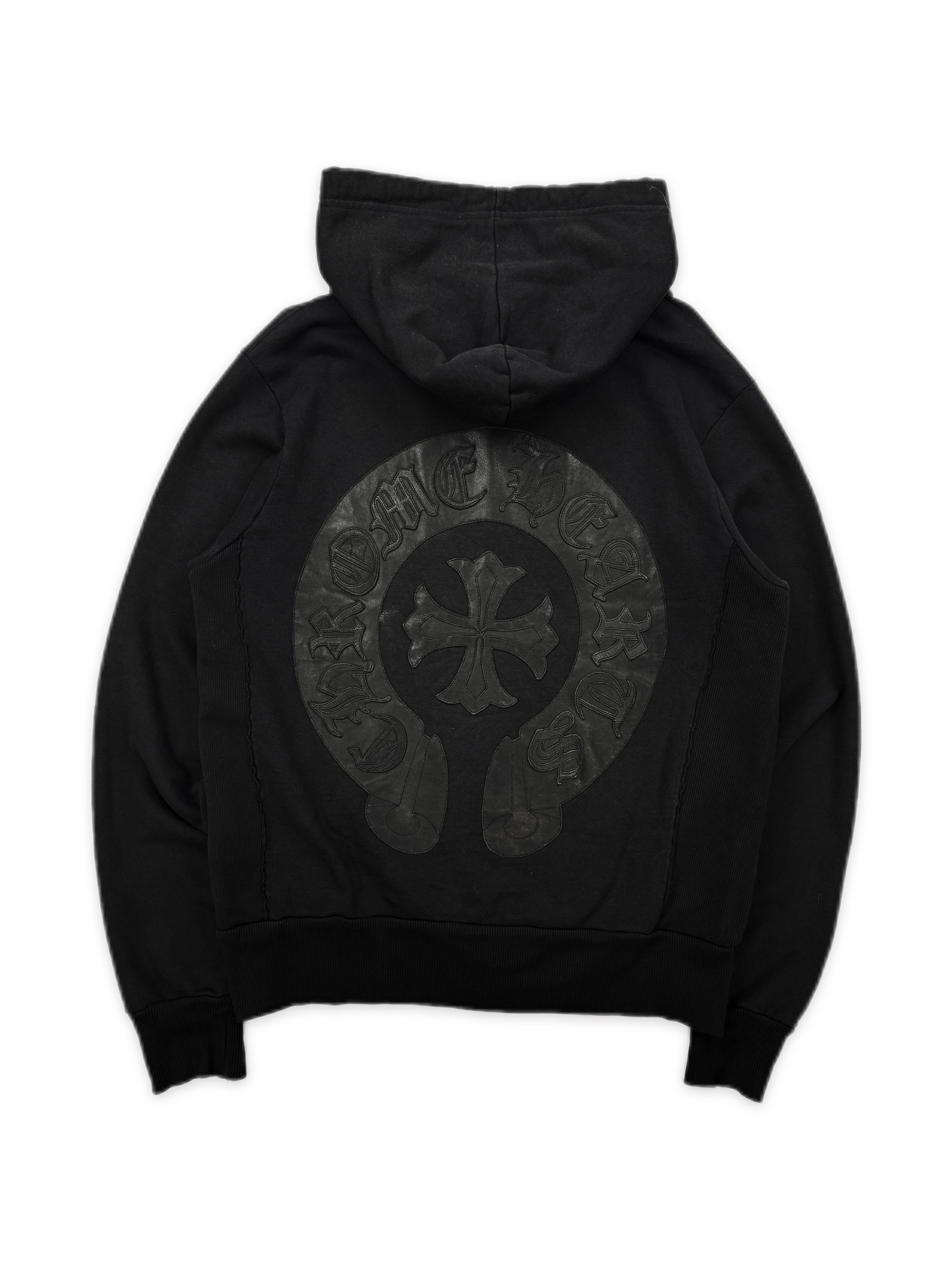 Chrome Hearts Horse Shoe Leather Plus Patch Zip Oversized Hoodie