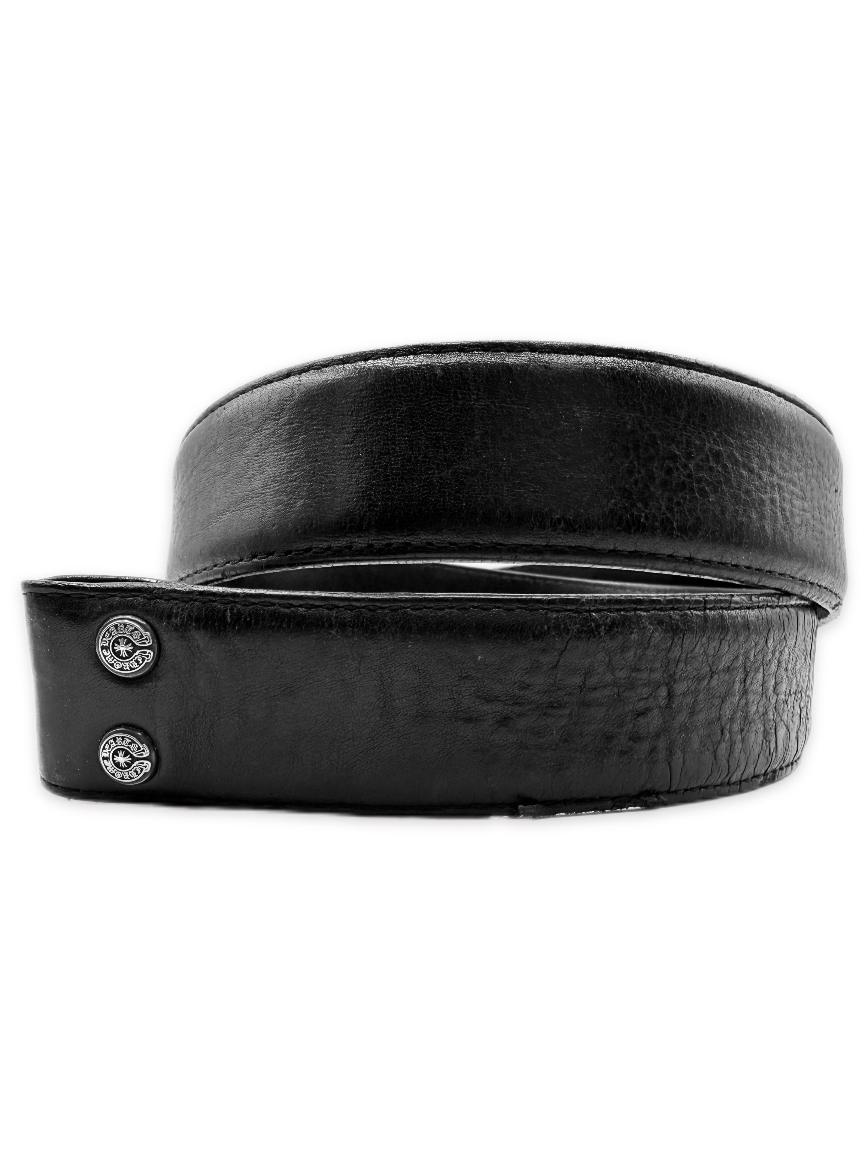 Chrome Hearts Black Leather .925 Silver Belt Strap