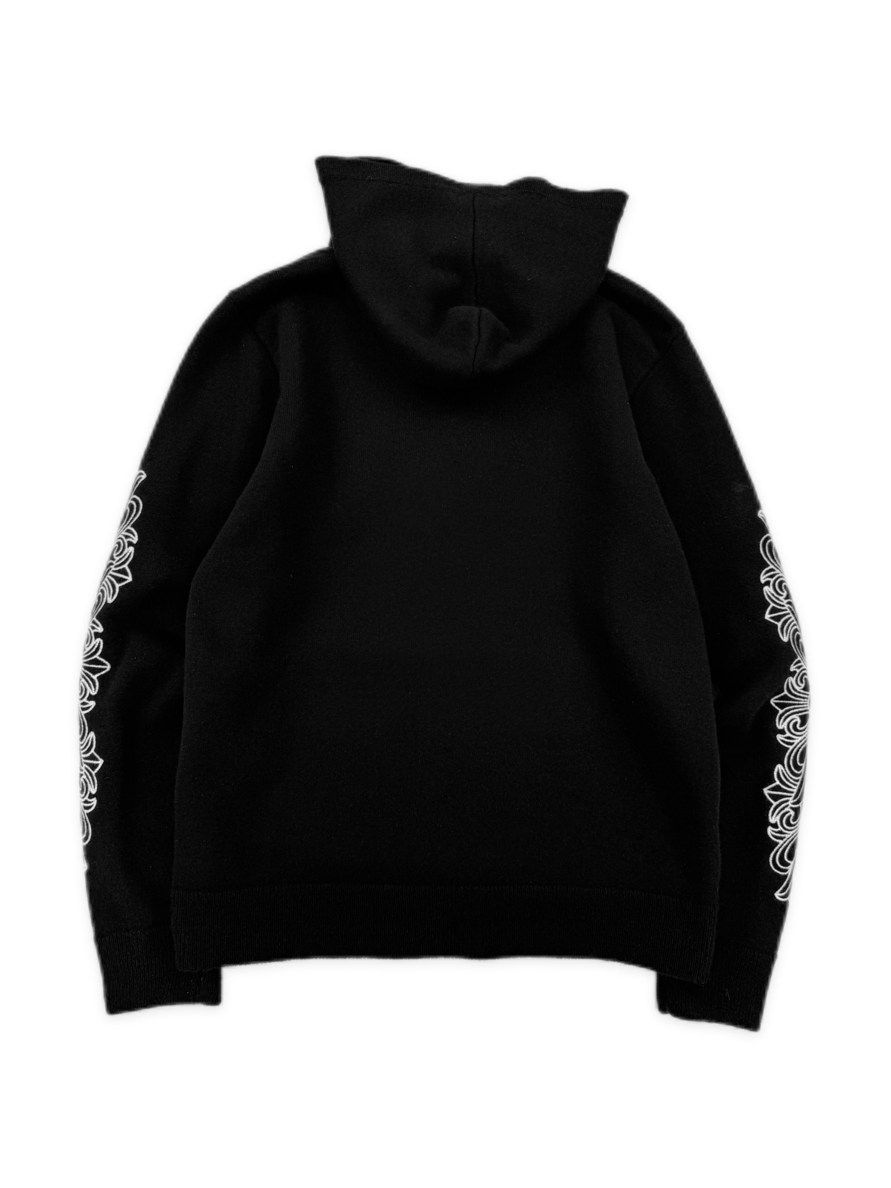 Chrome Hearts Floral Sleeve Cashmere Embroidered Black Hoodie