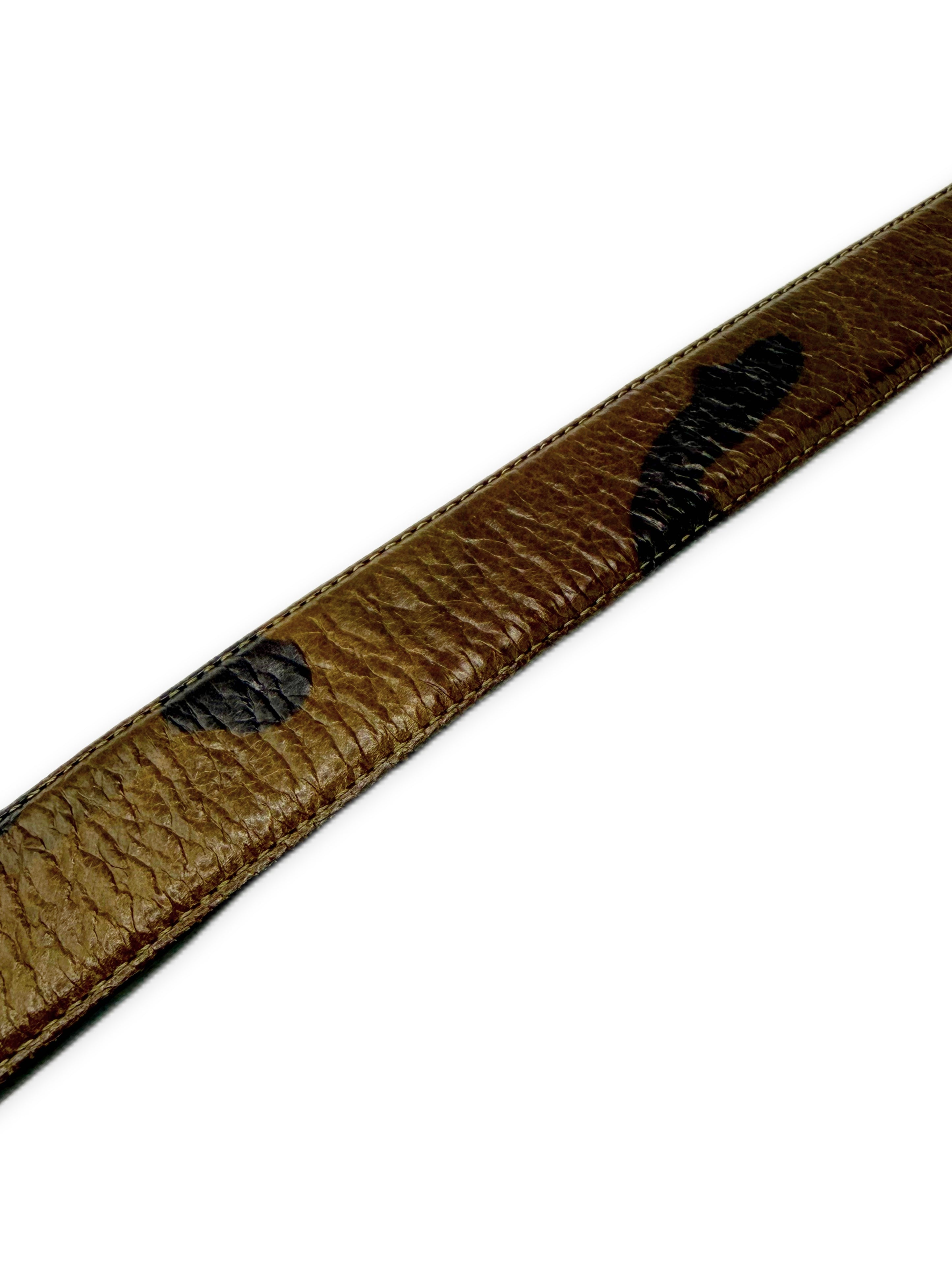 Chrome Hearts Green Camo Leather .925 Silver Belt Strap