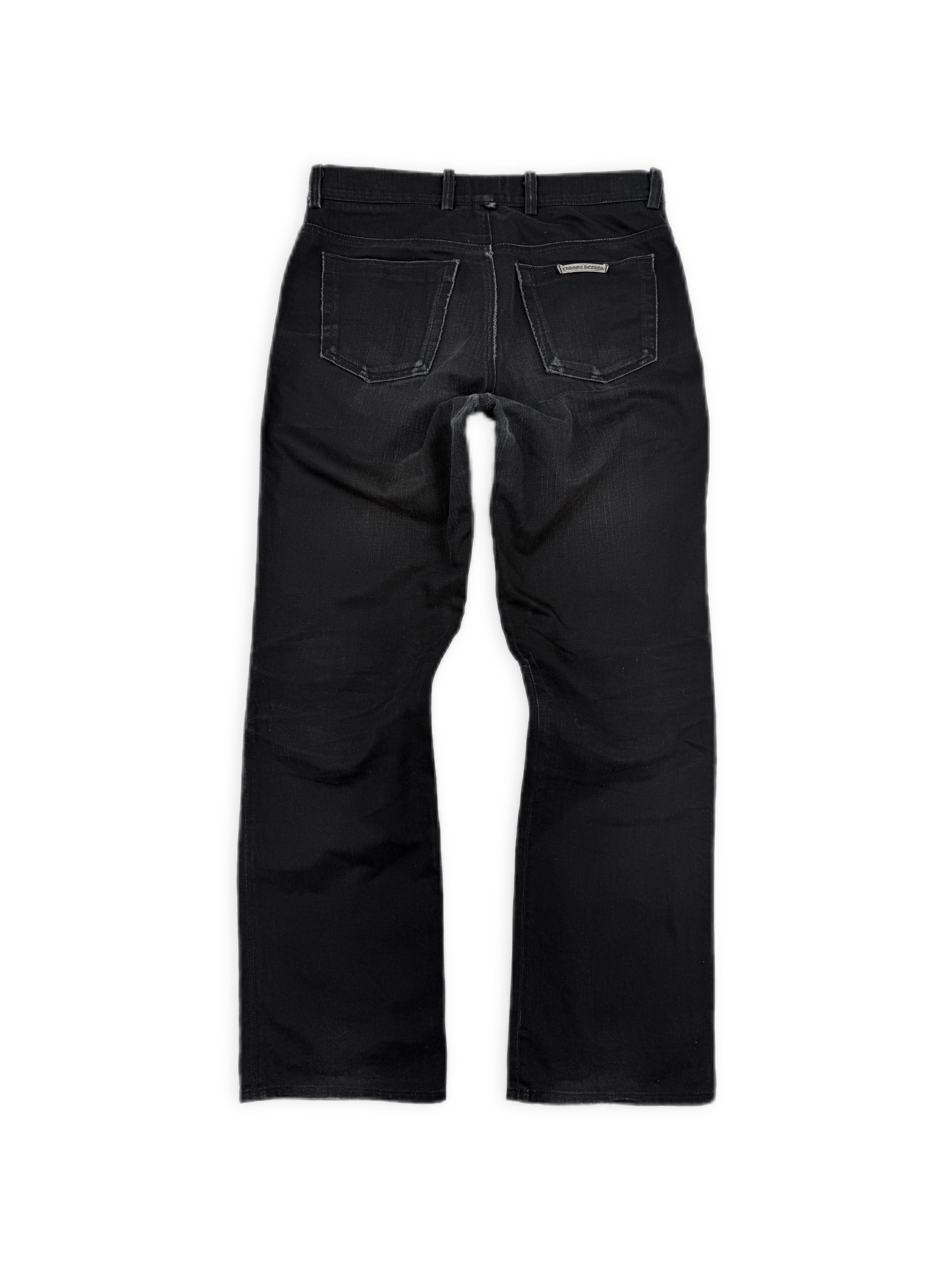 Chrome Hearts Fleur Knee Sun Faded .925 Silver Black Denim Jeans