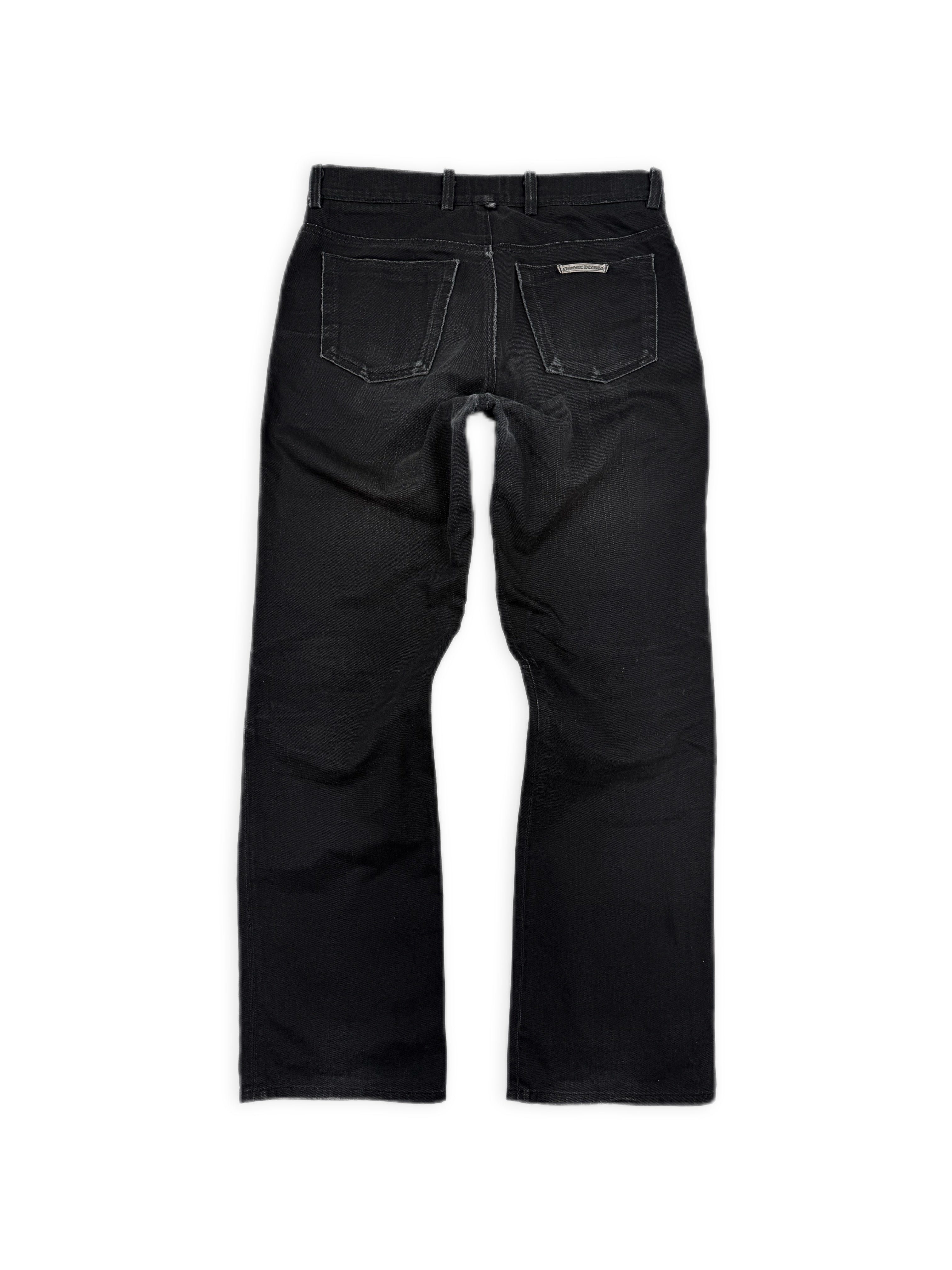 Chrome Hearts Fleur Knee Sun Faded .925 Silver Black Denim Jeans