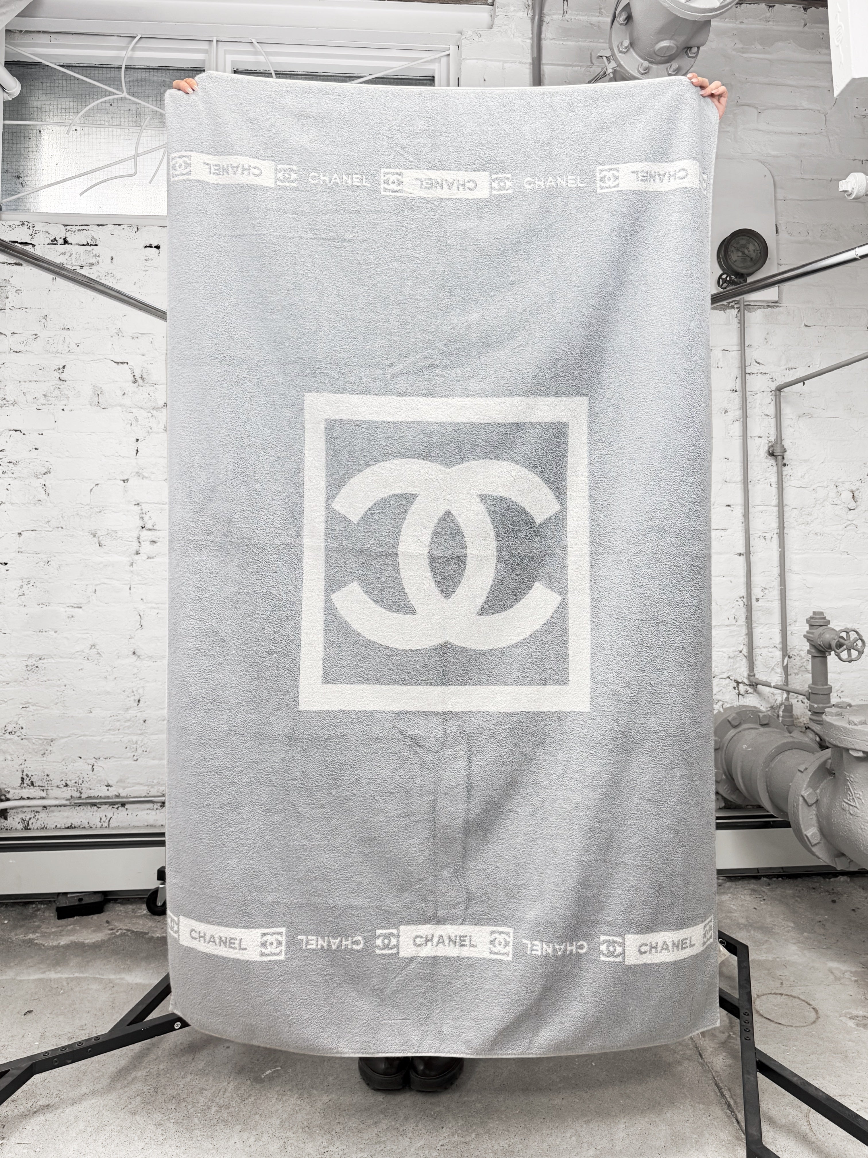 Chanel Sport CC Logo Grey Beach Towel / Blanket