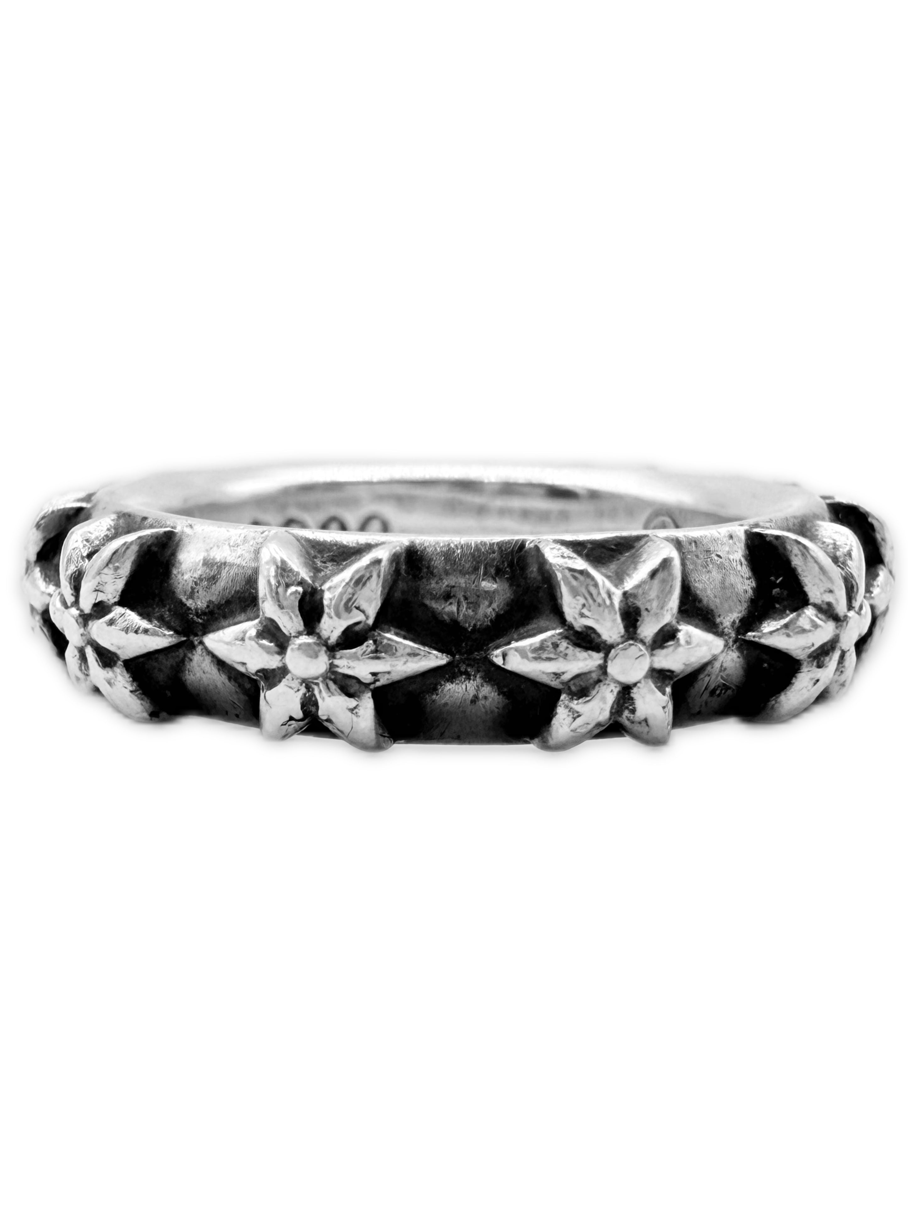 Chrome Hearts 6 Point Star Silver Etched Ring