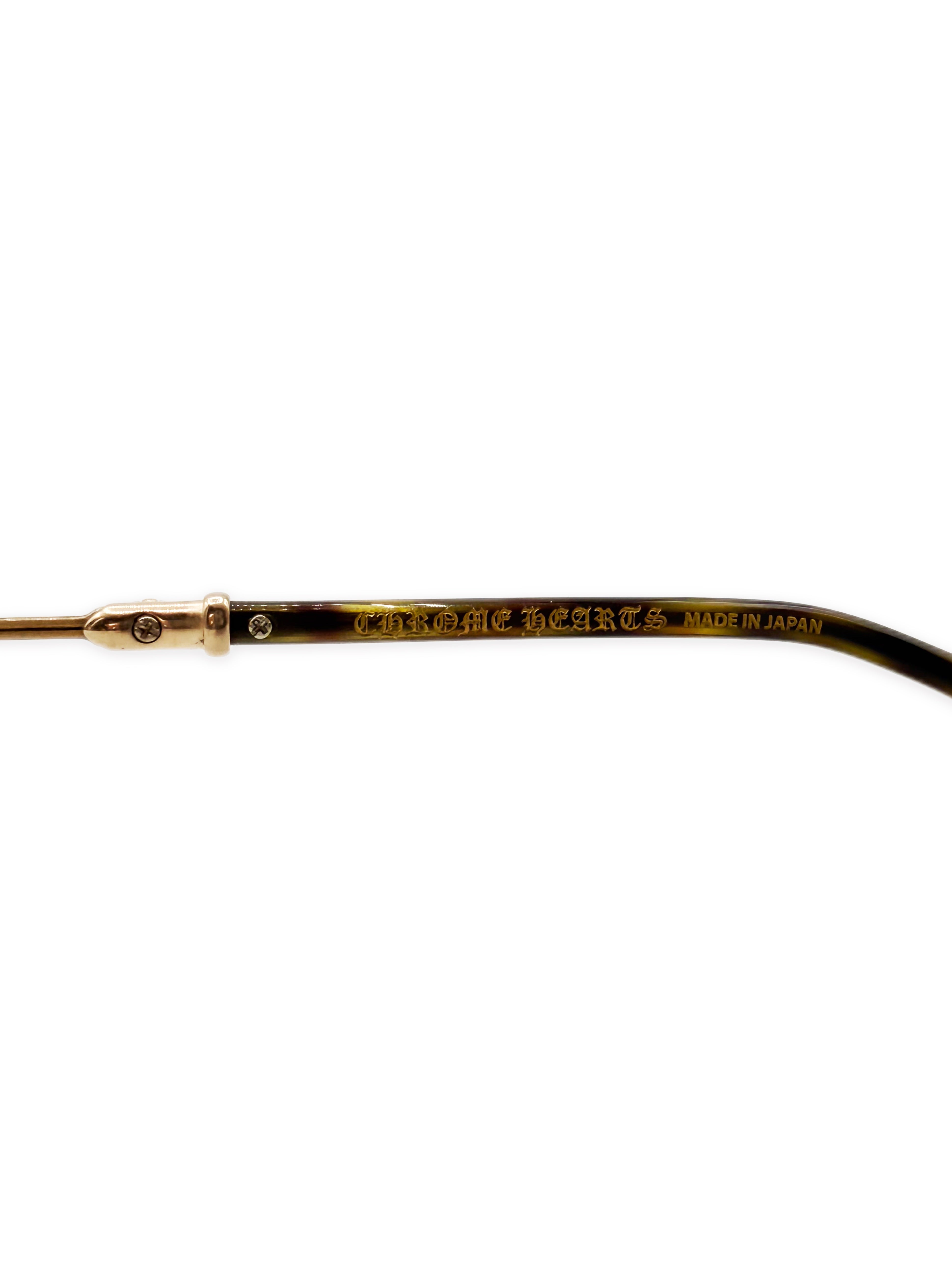 Chrome Hearts Frosted 18K Gold Rimless Glasses