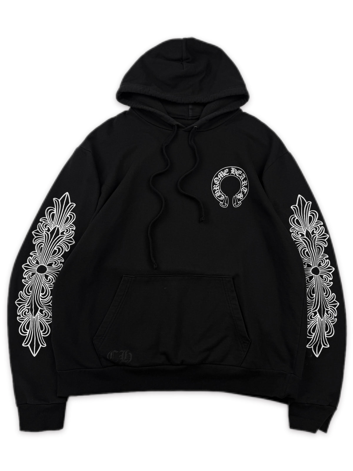 Chrome Hearts Floral Sleeve Horseshoe Black Hoodie